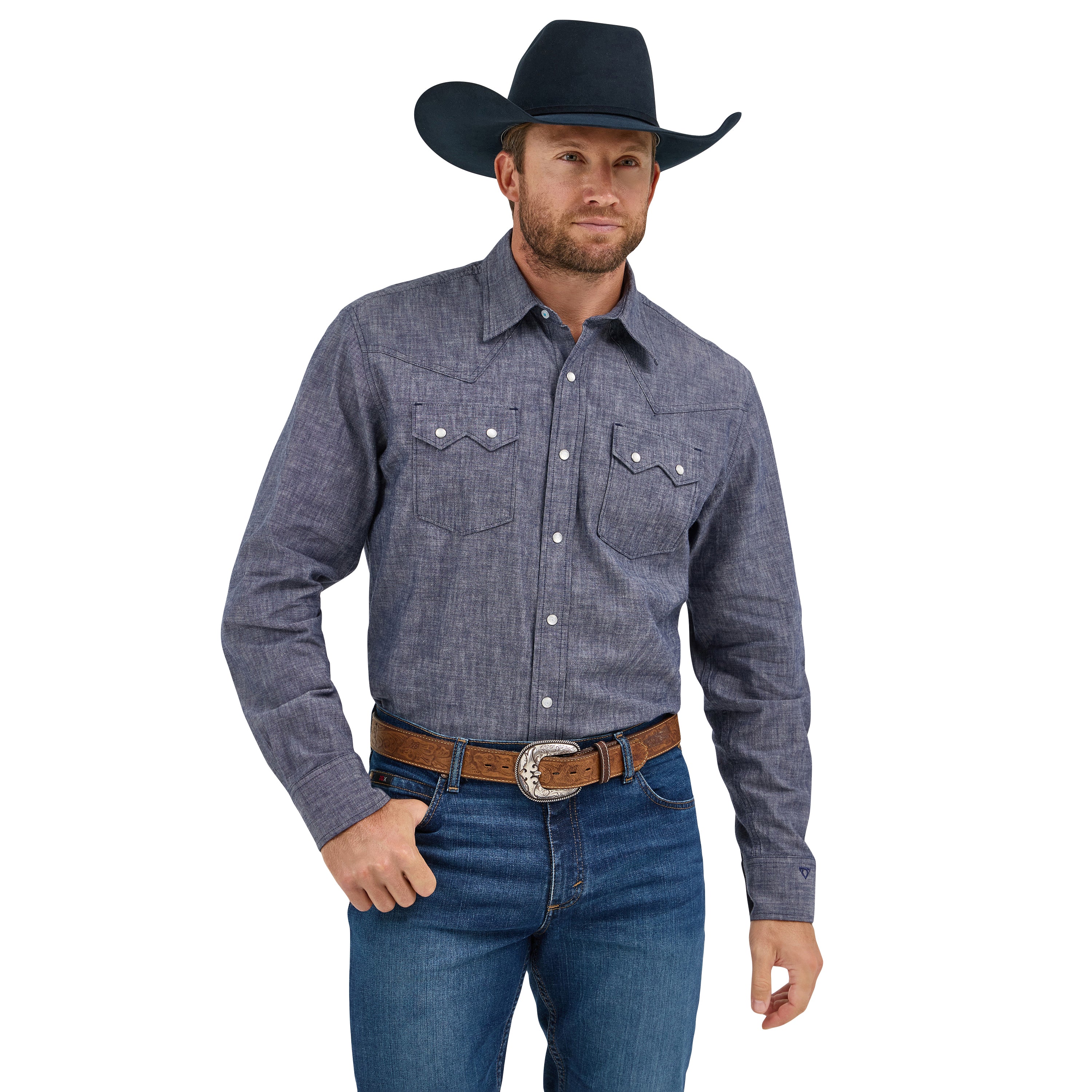 Wrangler Navy Cody Johnson Men's Long Sleeve Western Snap Shirt 112369519