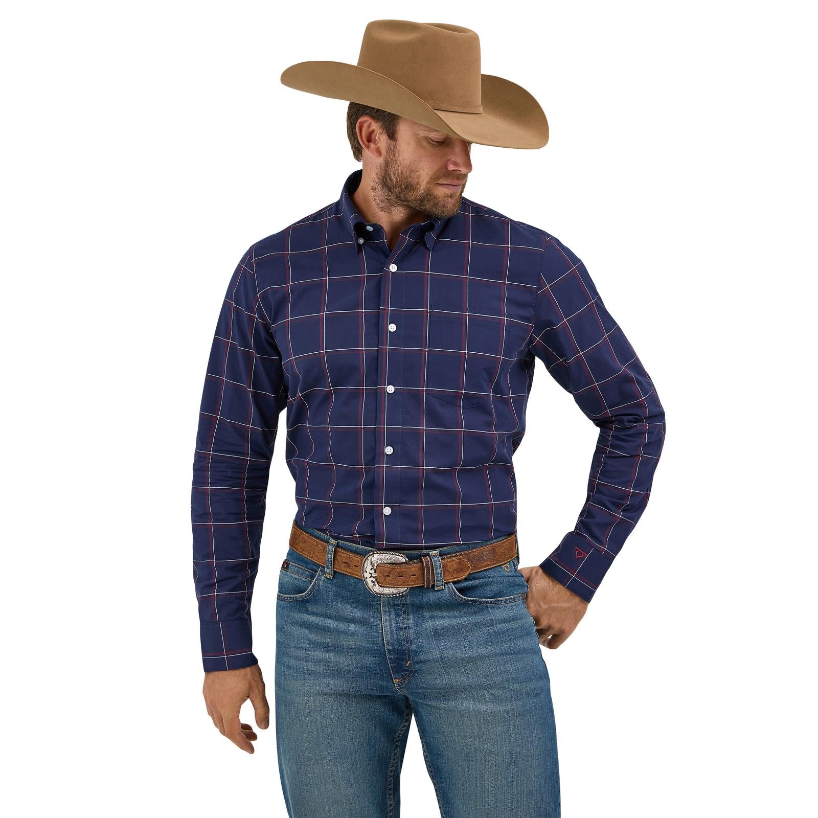 Wrangler X Cody Johnson Navy Multi Men's Classic Fit Long Sleeve Shirt 112369556