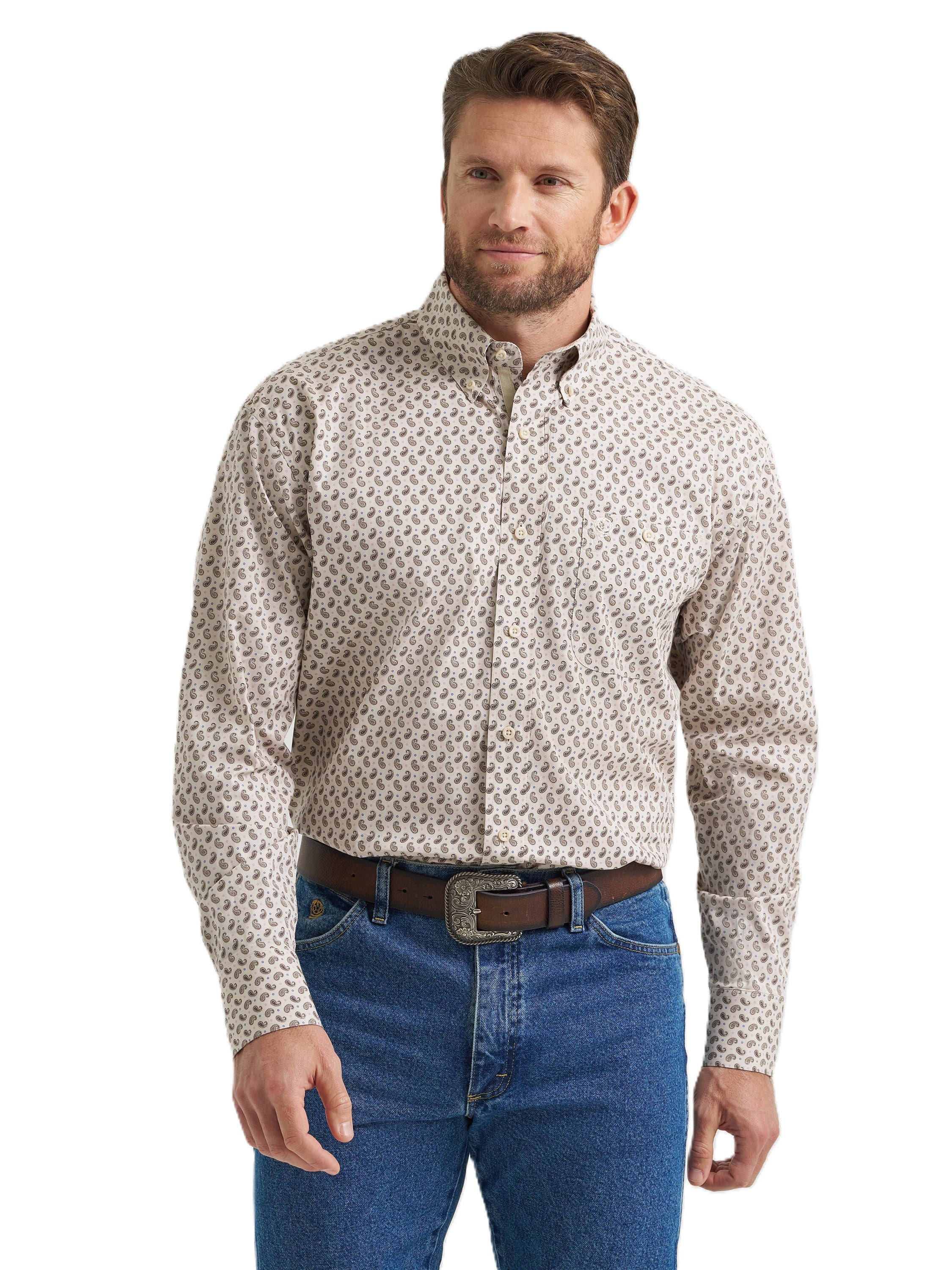 Wrangler Stone Paisley George Strait Men's Long Sleeve Button Down Shirt 112369580