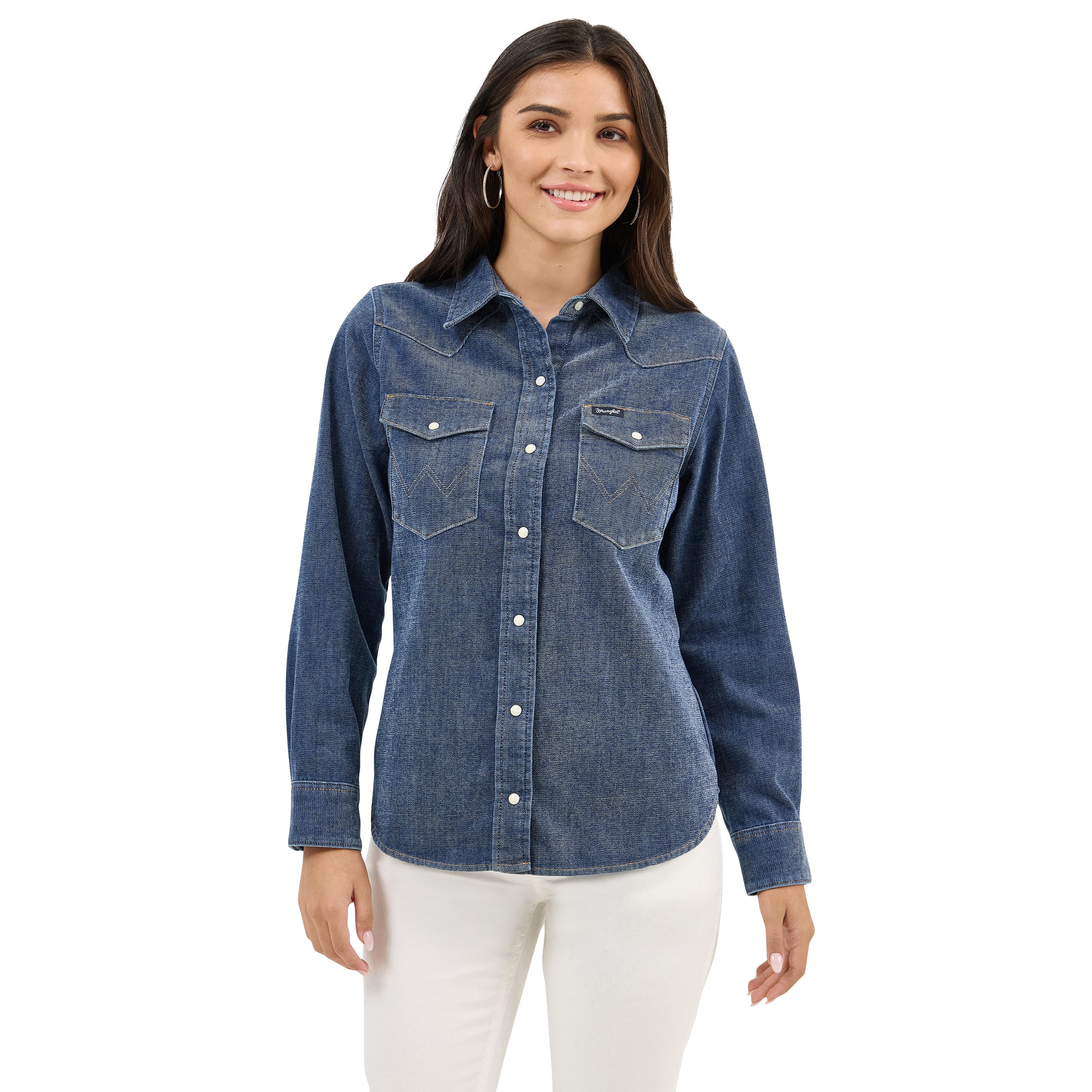 Wrangler Blue Retro Party Vintage Cowboy Longsleeve Snap Shirt 112371921
