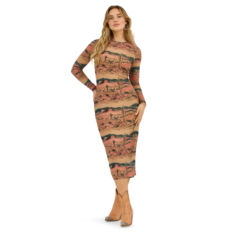 Wrangler Desert Tan Women's Mesh Maxi Dress 112371959