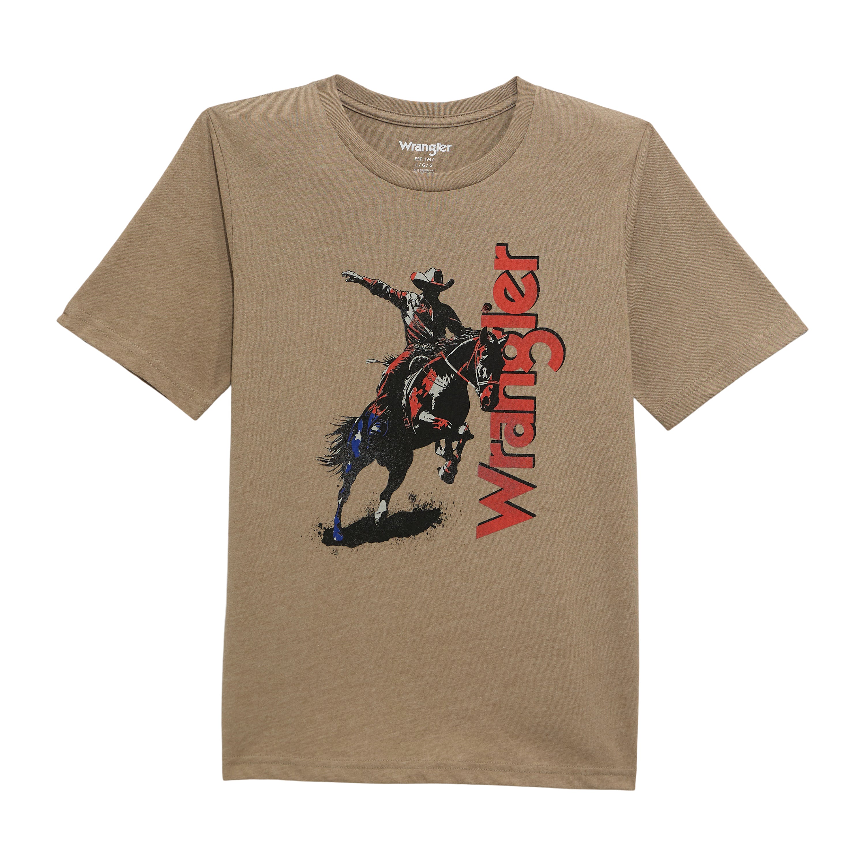 Wrangler Cowboy Tan Logo Front Boy's Short Sleeve Graphic T-Shirt 112372810
