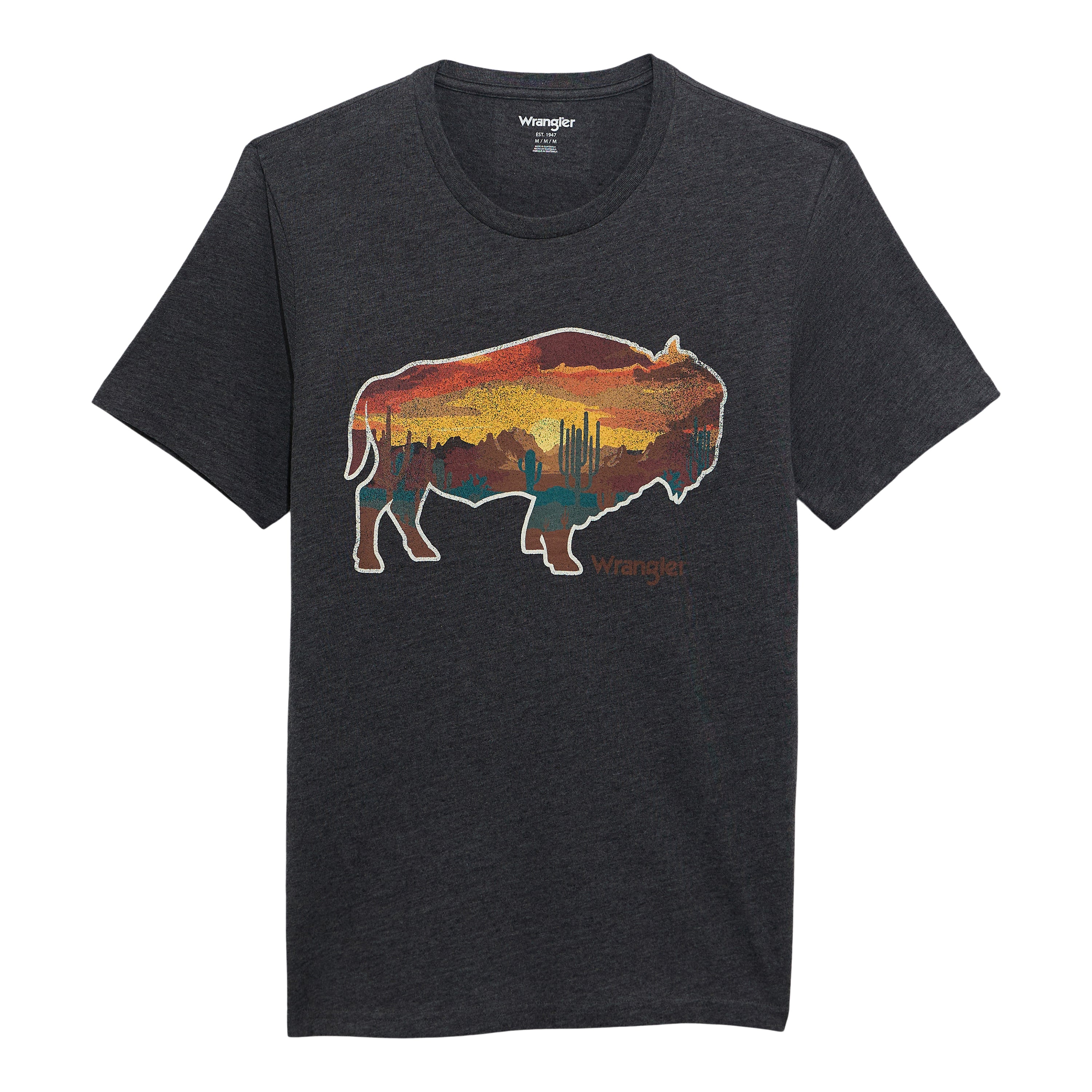 Wrangler Black Beauty Heather Buffalo Scene Men's Short Sleeve Graphic T-Shirt 112372865