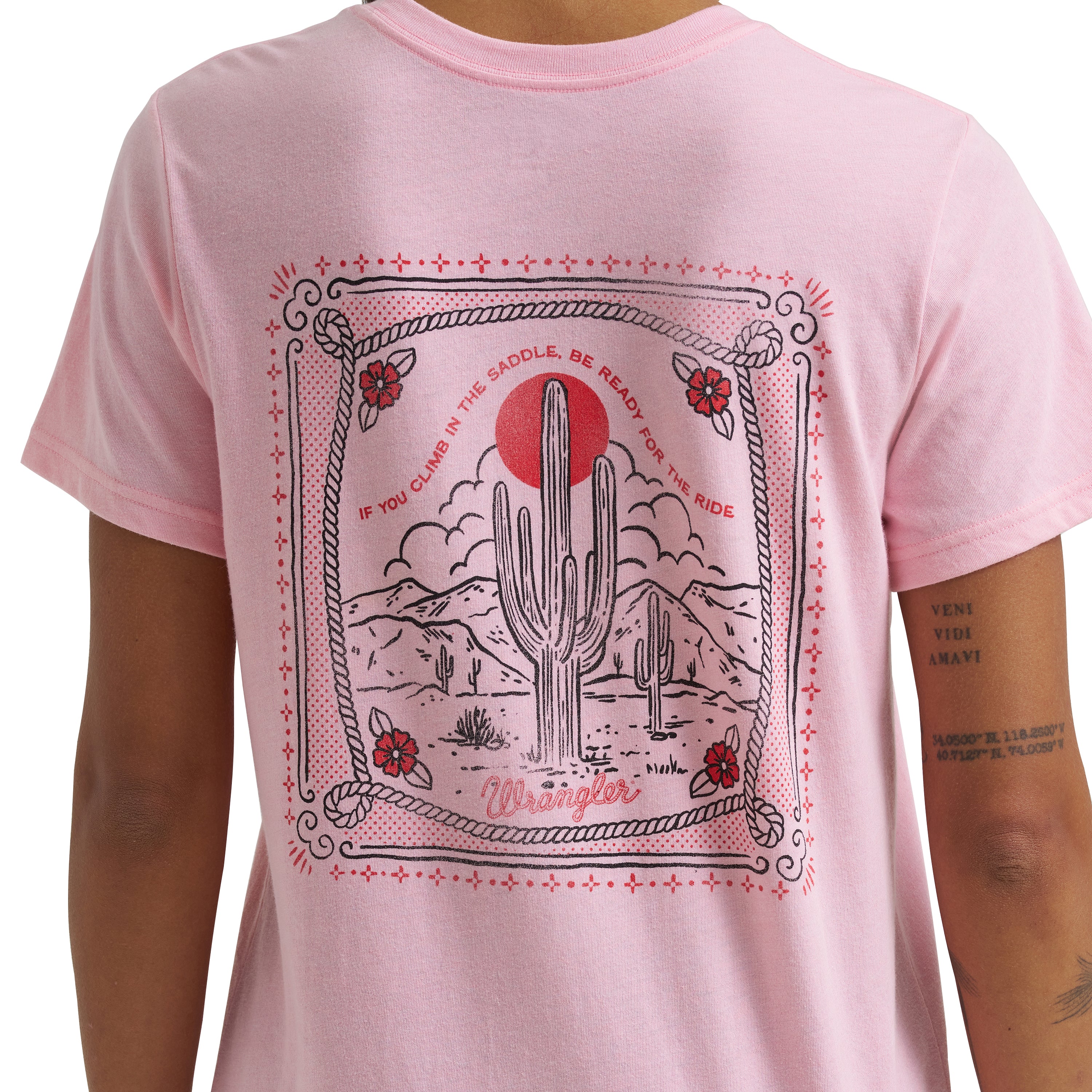 Wrangler Romance Rose Women's Climb In The Saddle Pocket Tee 112372972