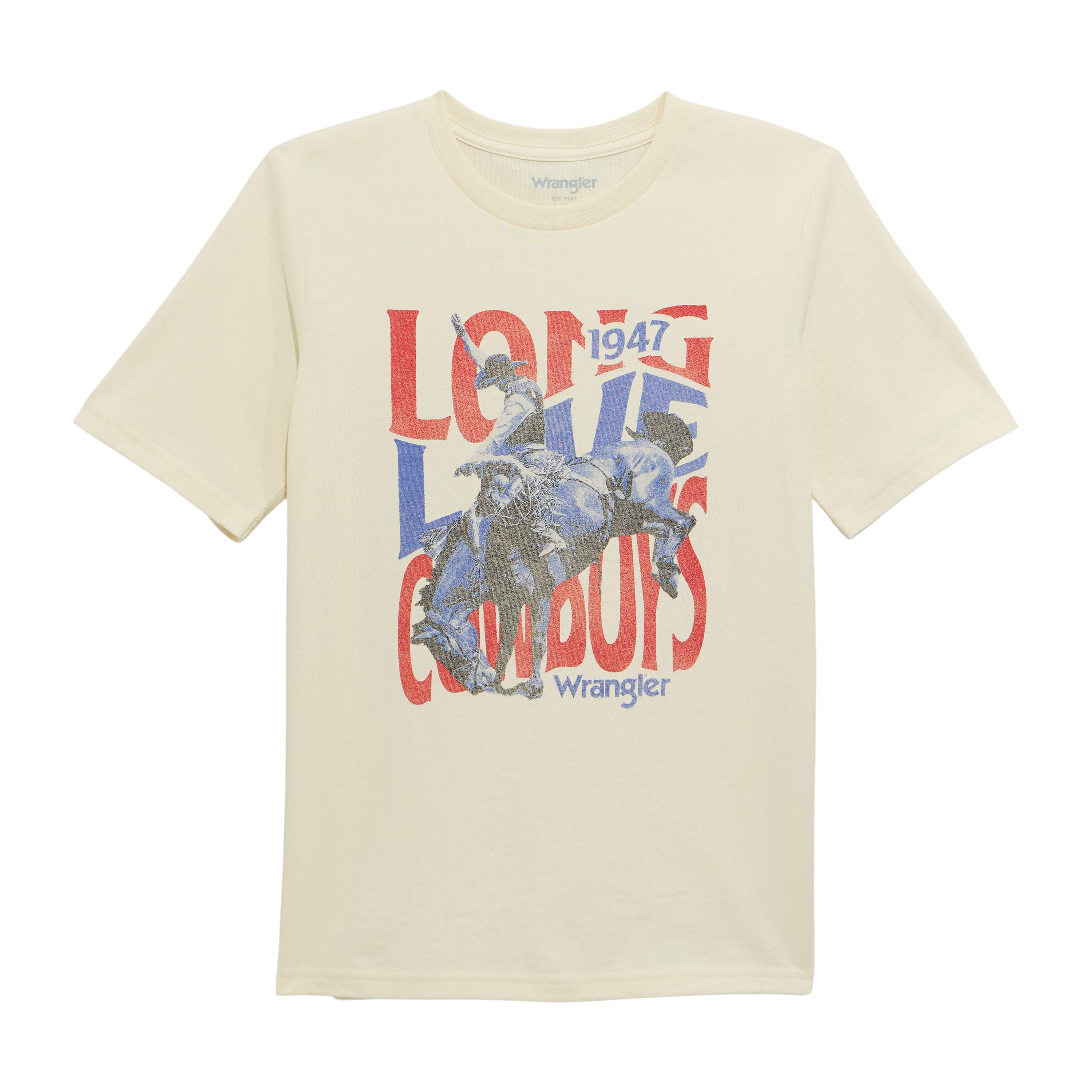 Wrangler White Buck Boy's 'Long Live Cowboys' Logo Front Graphic T-Shirt 112372976