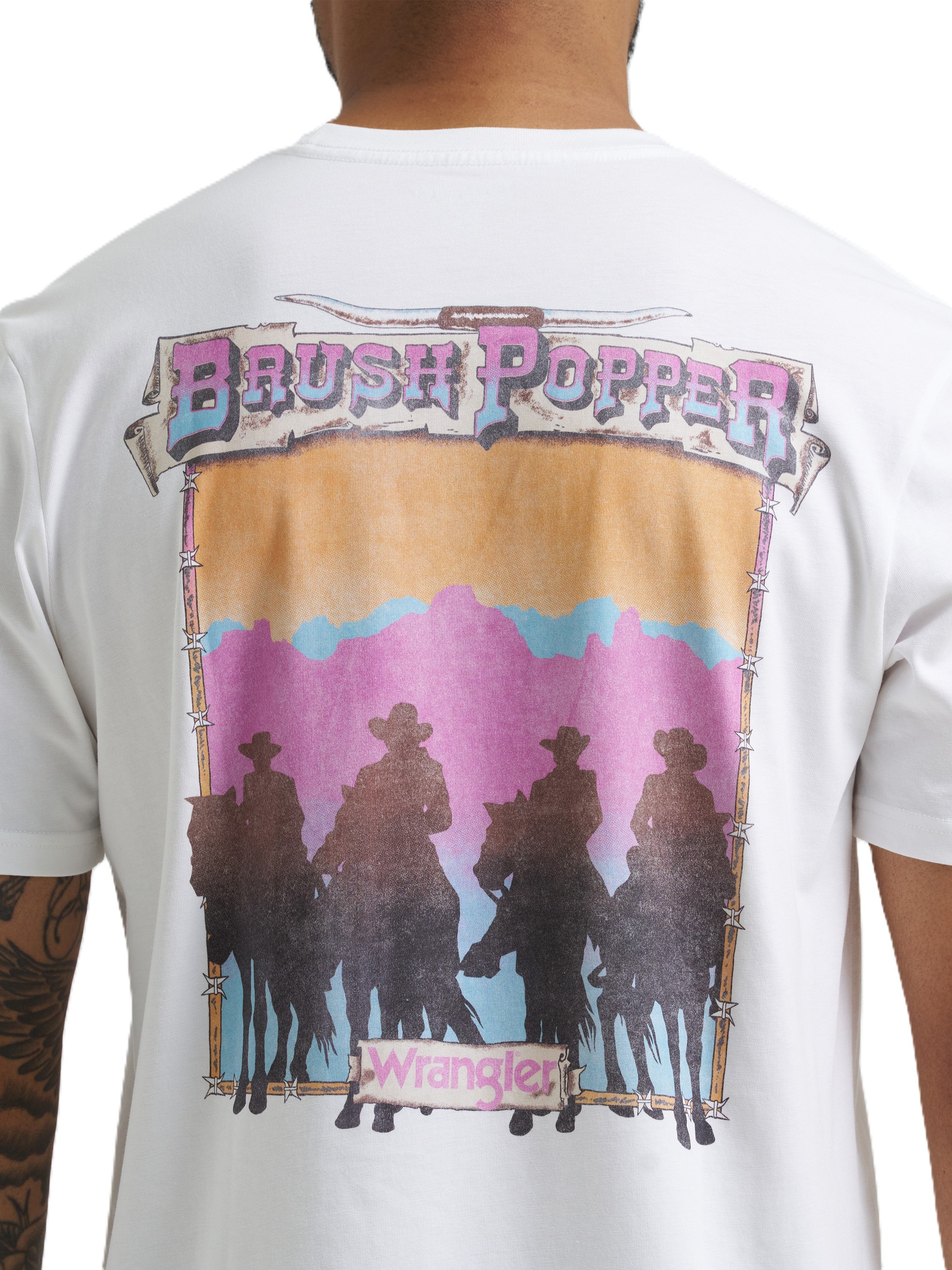 Wrangler Bright White Reissue Brushpopper Men's Graphic T-Shirt 112373739