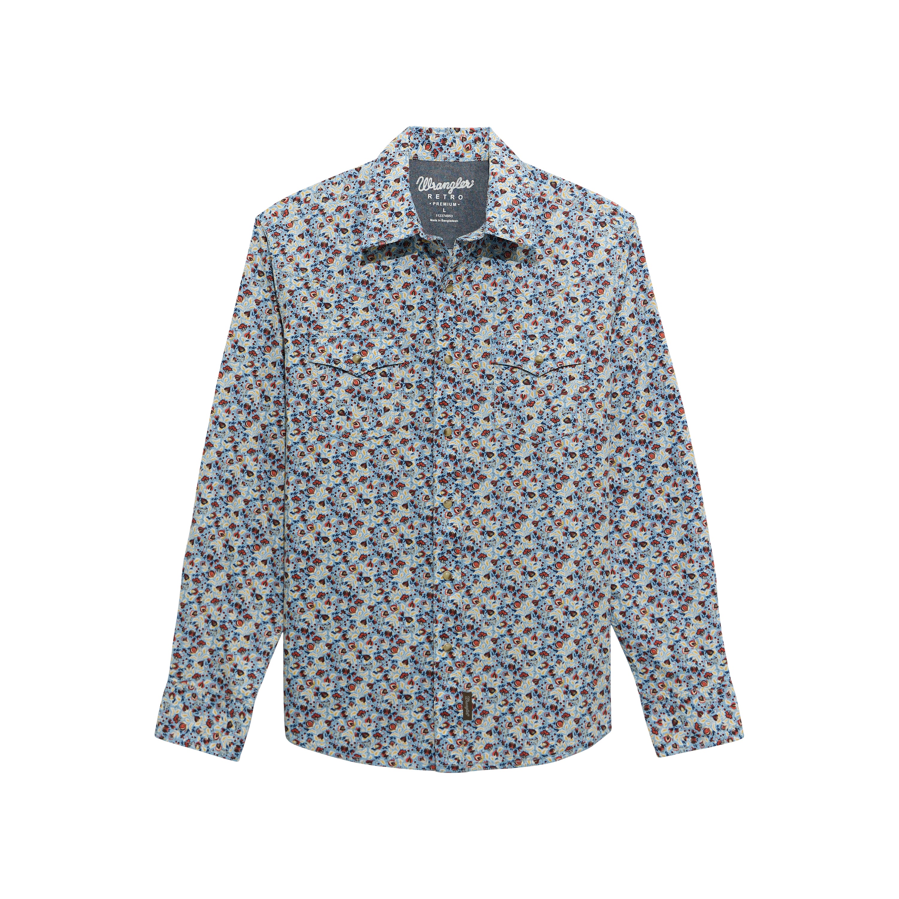 Wrangler Floral Fig Retro Premium Men's Collared Long Sleeve Western Snap Printed Shirt 112374953