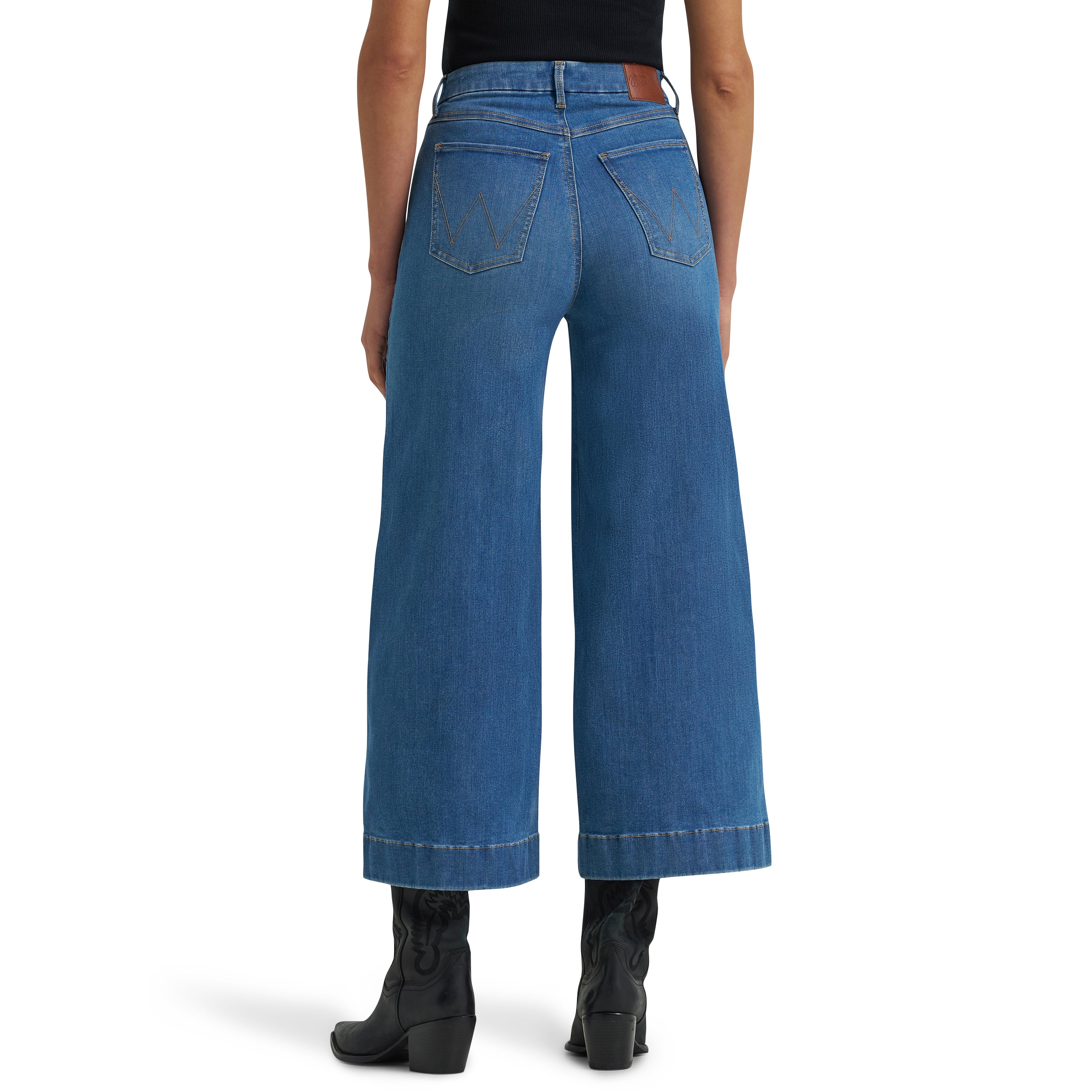 Wrangler Stonewash Blue Bespoke Miranda High Rise Wide Leg Crop Jean 112374977