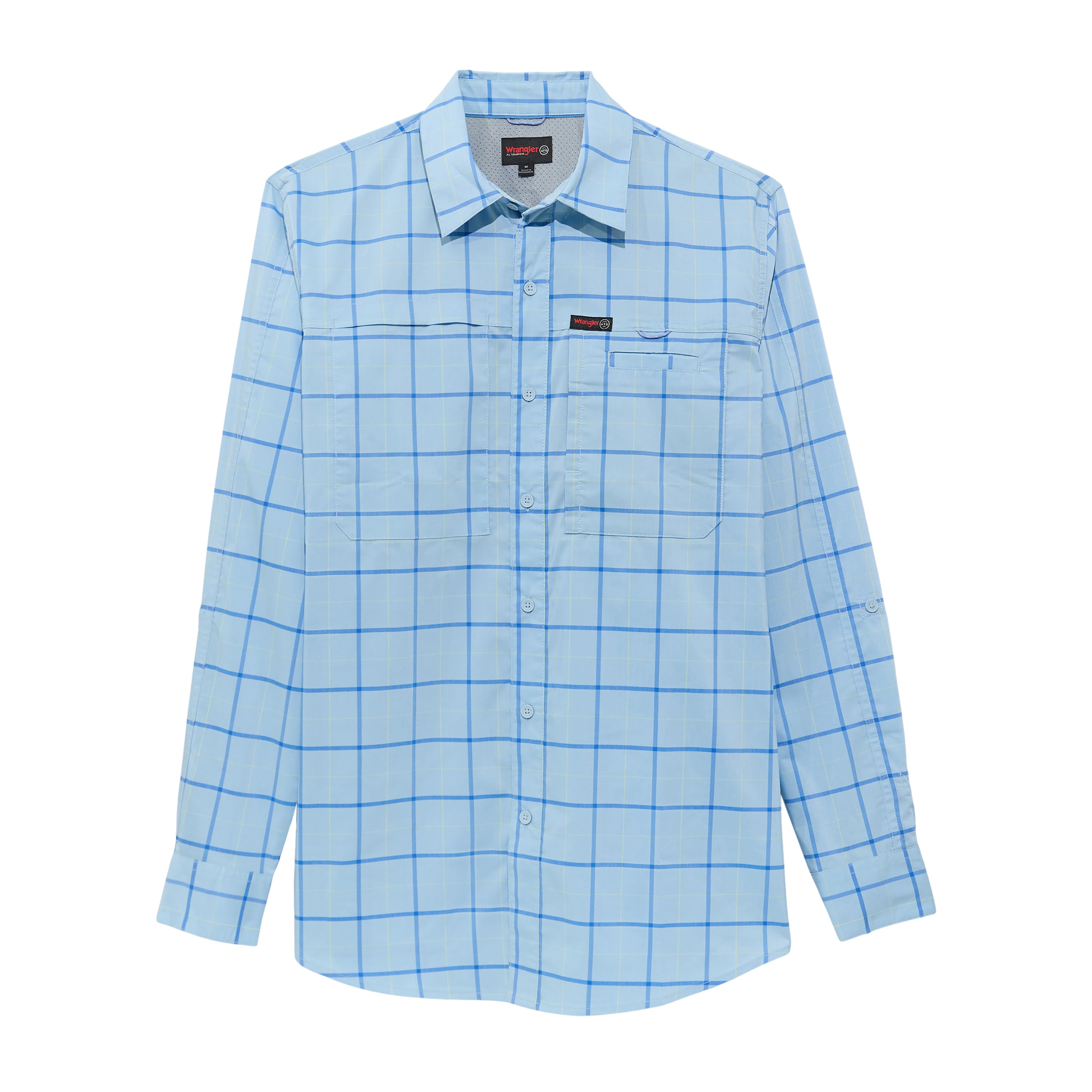 Wrangler Fish Blue Check All Terrain Gear Men's Hike to Fish Shirt 112375103
