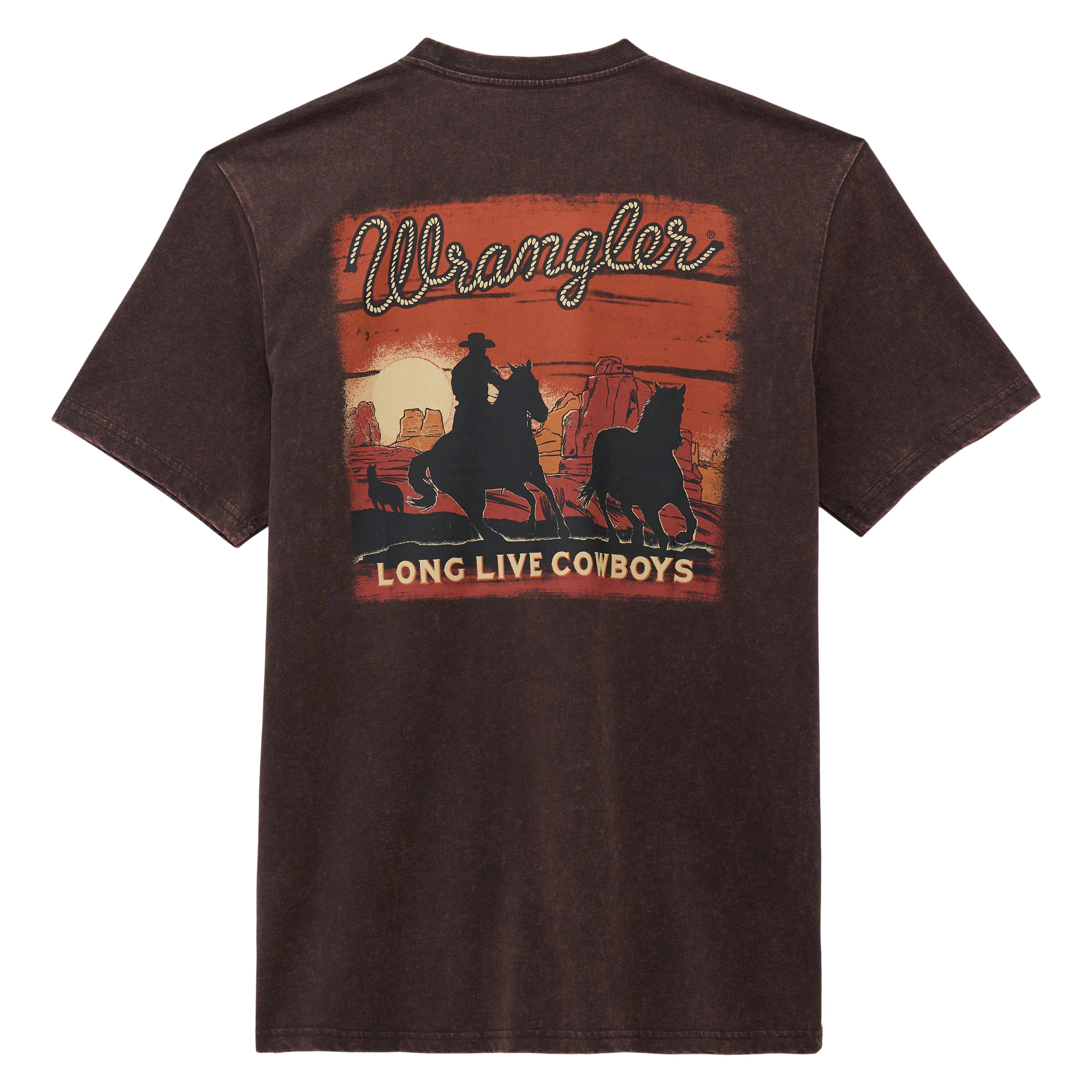 Wrangler Mole Brown Cowboy at Sunset Men's Graphic T-Shirt 112375842