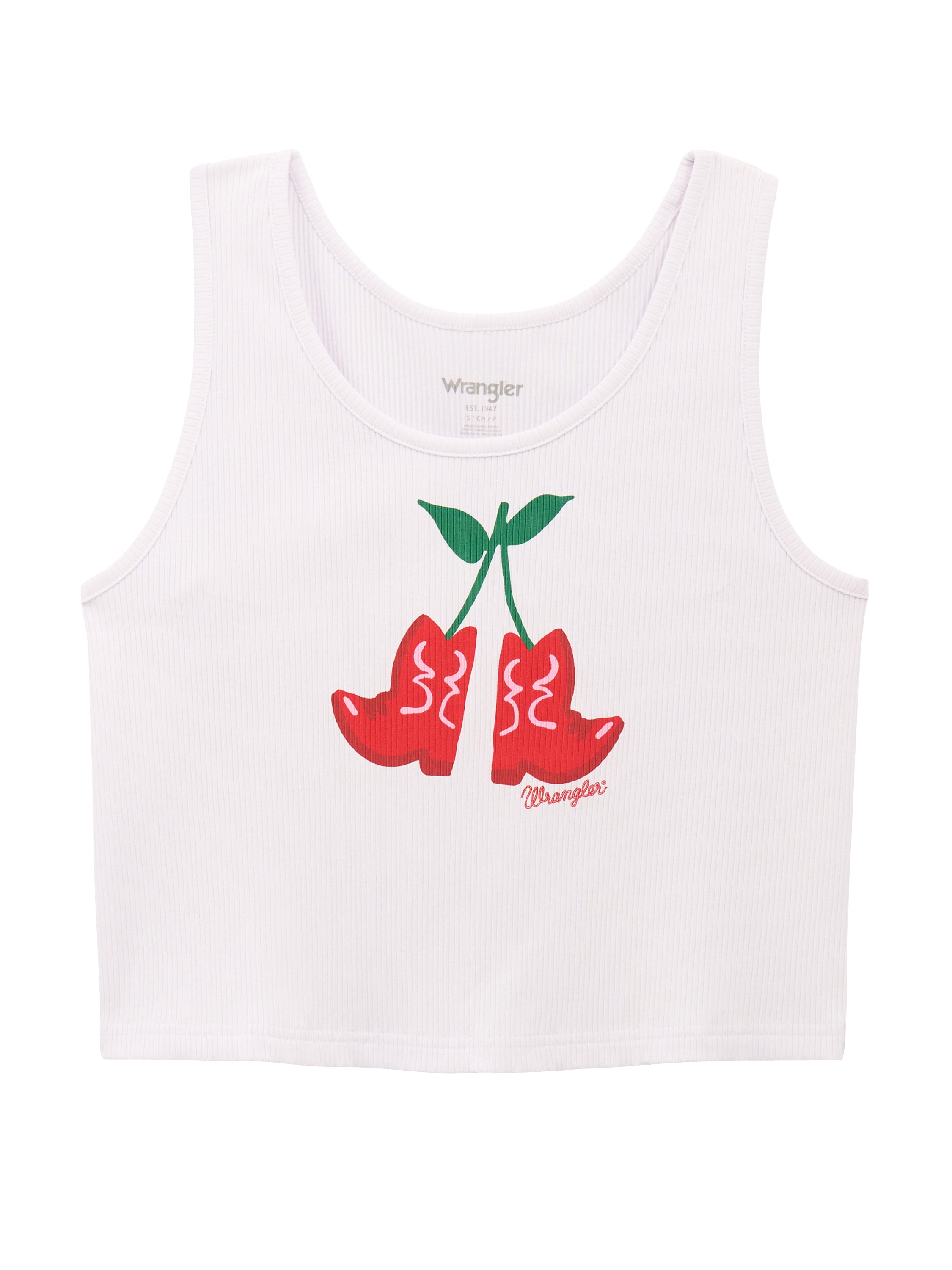 Wrangler Bright White Women's Graphic Slim Crop Tank Top 112375858