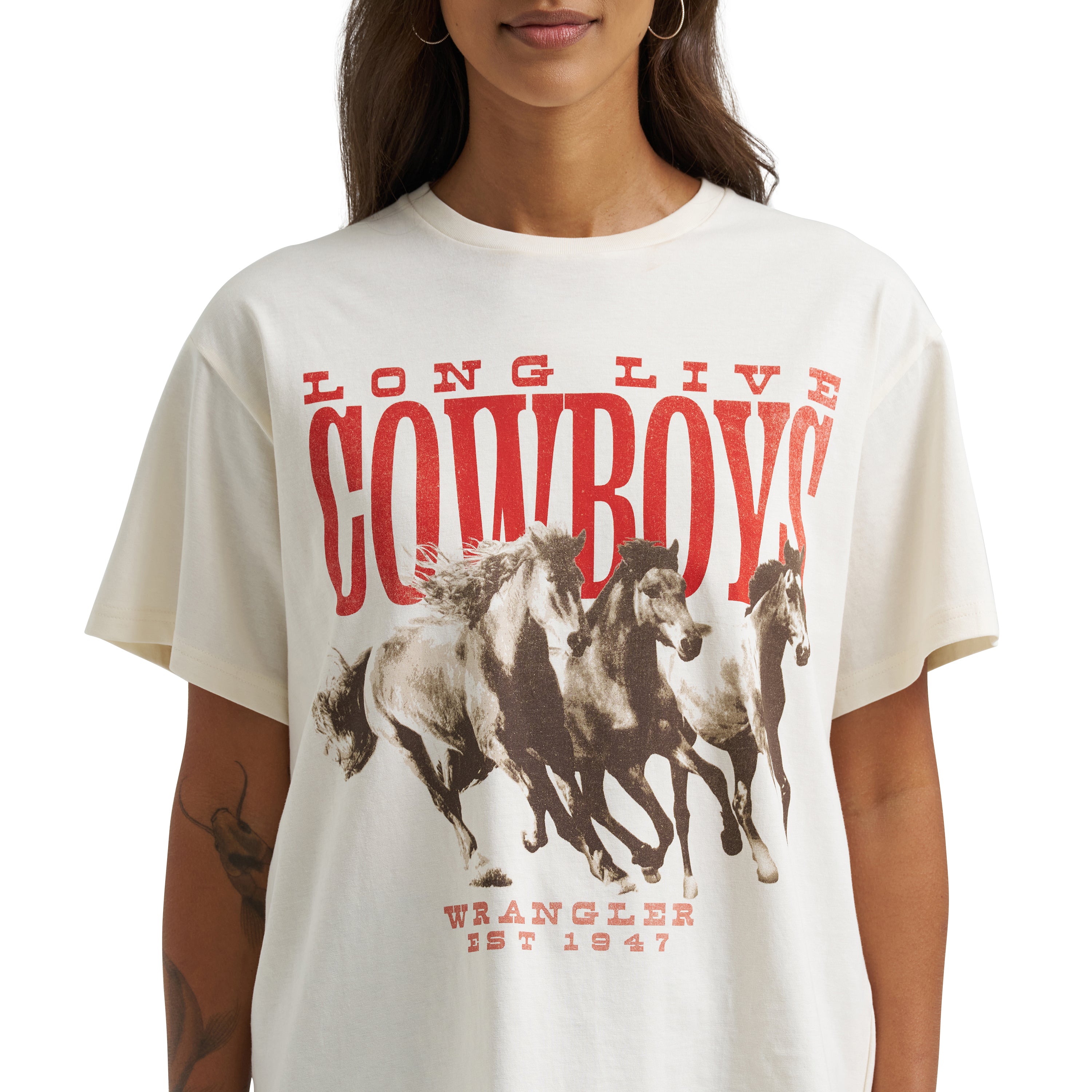 Wrangler Egret Stampeding Stallions Girlfriend Graphic Tee 112375874