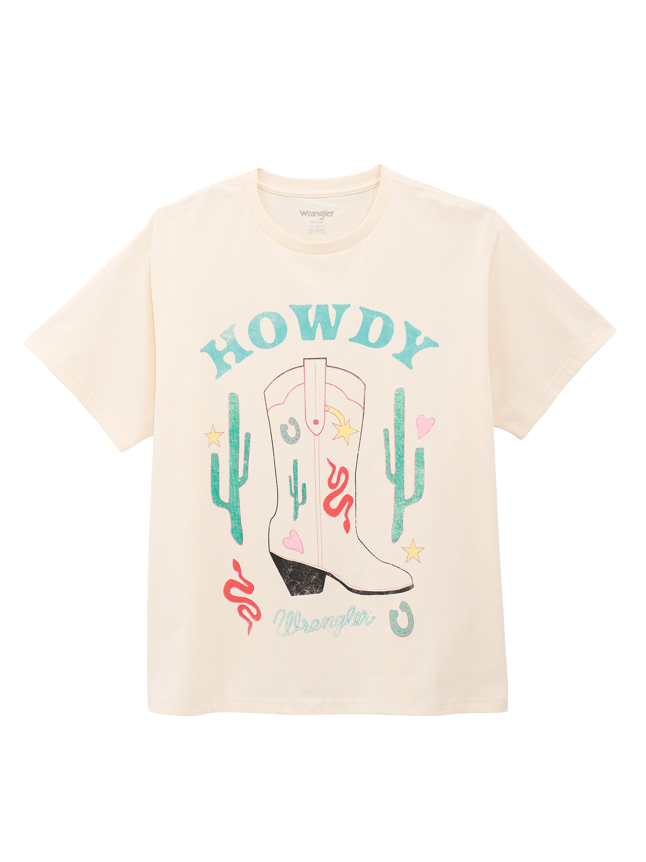 Wrangler Whisper White Women's Girlfriend Fit Graphic Short Sleeve T-Shirt 112375902