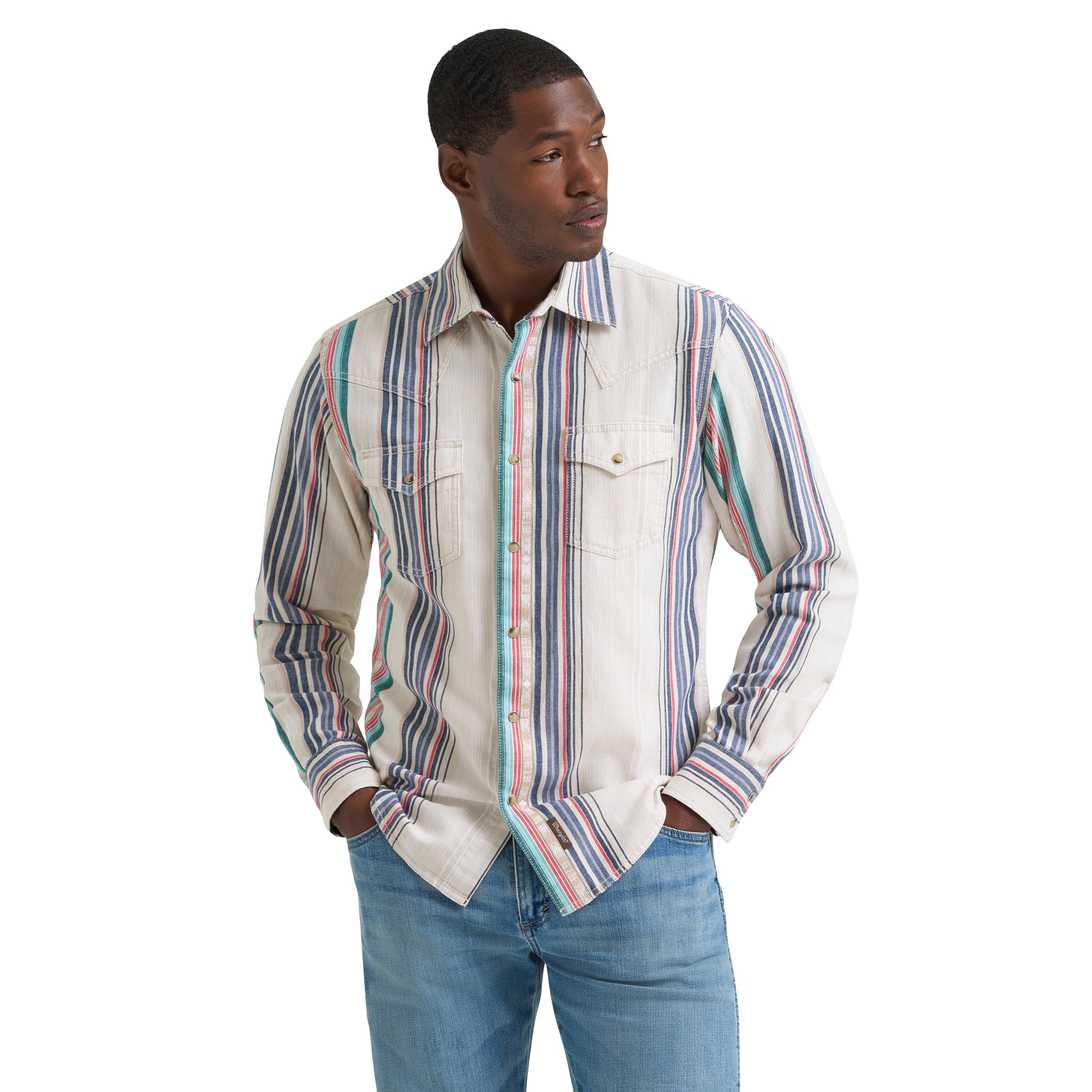 Wrangler Pastel Pop Retro Premium Stripe Men's Western Snap Shirt 112378795