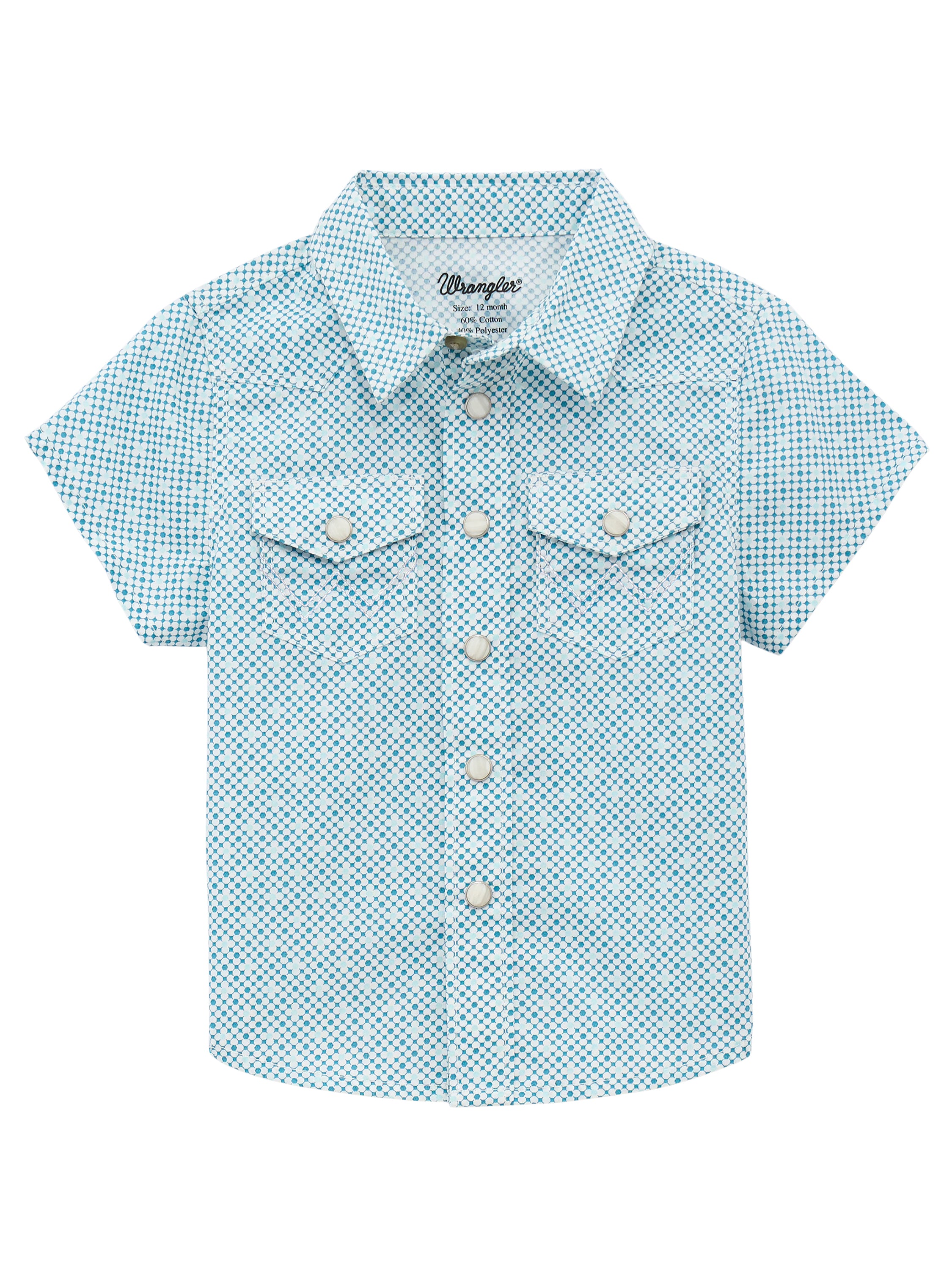 Wrangler Blue with Print Toddler Boy Collared Short Sleeve Snap Shirt 112378880