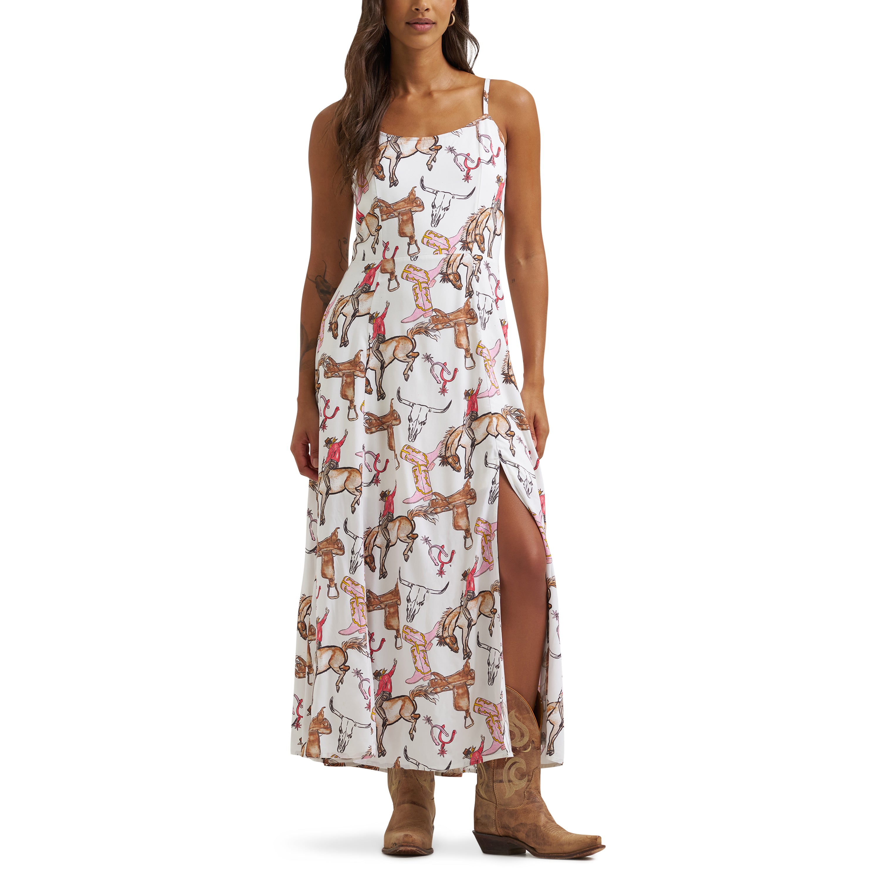 Wrangler White Western Tank Women's Maxi Dress 112379527