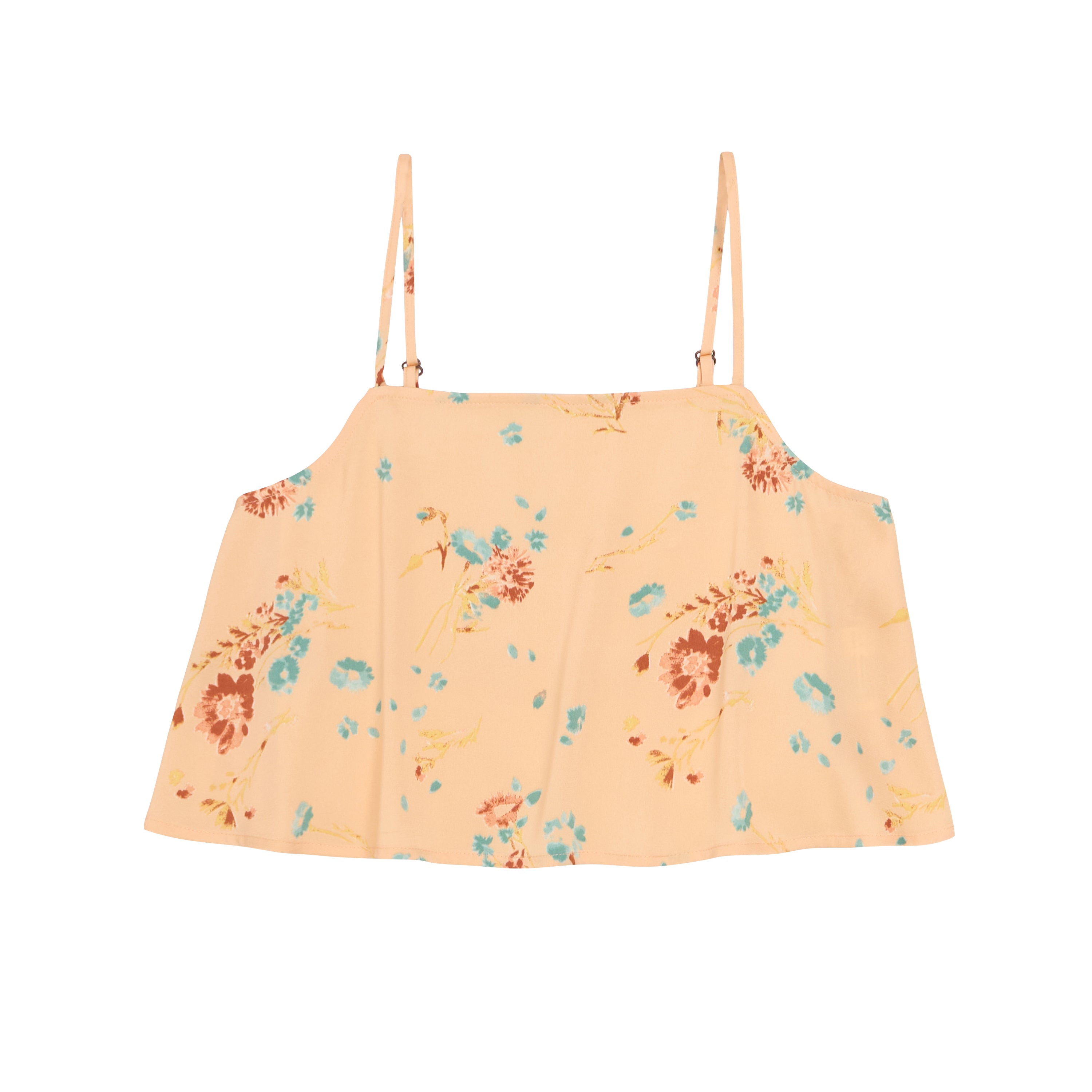 Wrangler Orange Peach Women's Floral Flowy Crop Tank Top 112380070