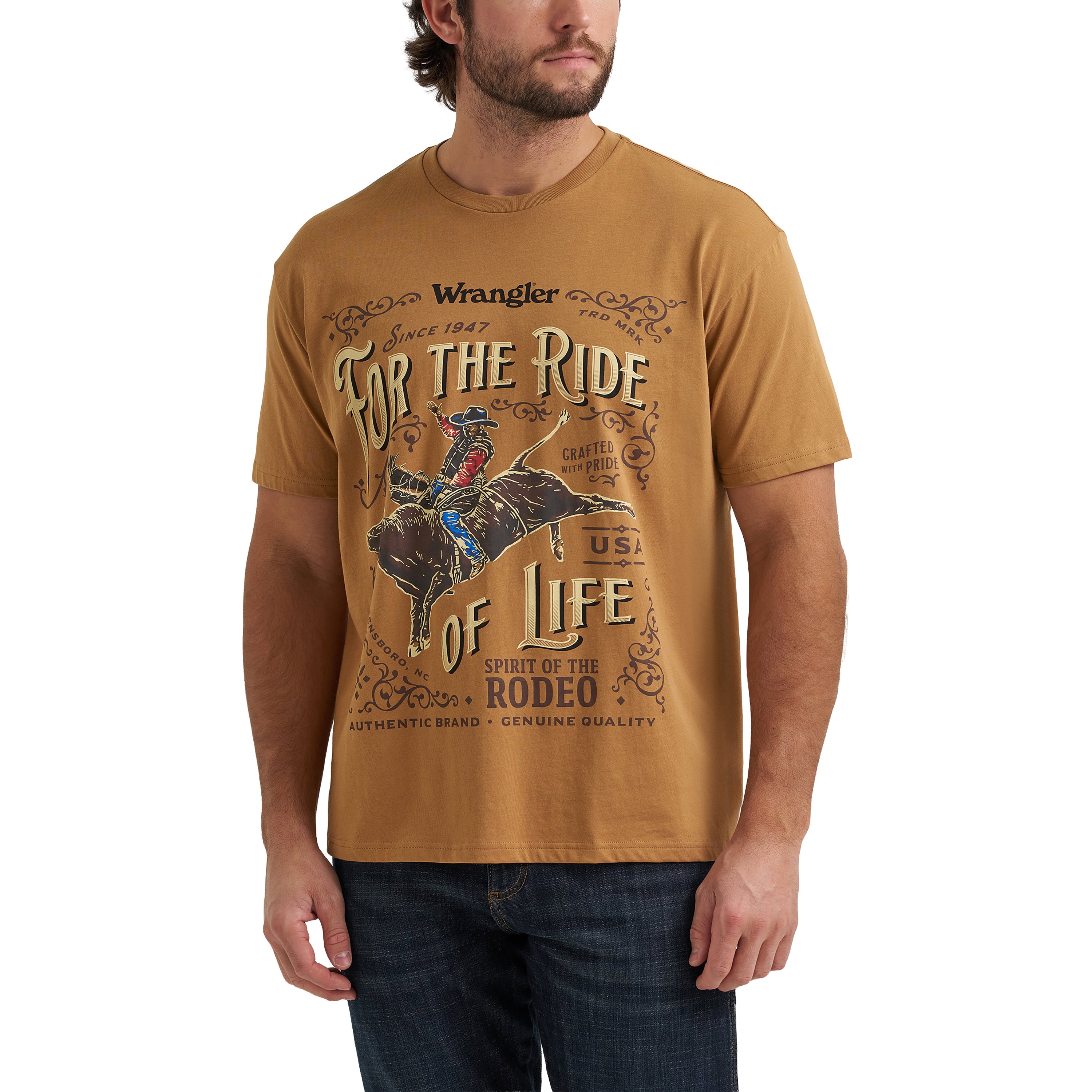 Wrangler Tobacco Brown RIde of Life Vintage Fit Men's Short Sleeve Graphic T-Shirt 112380264