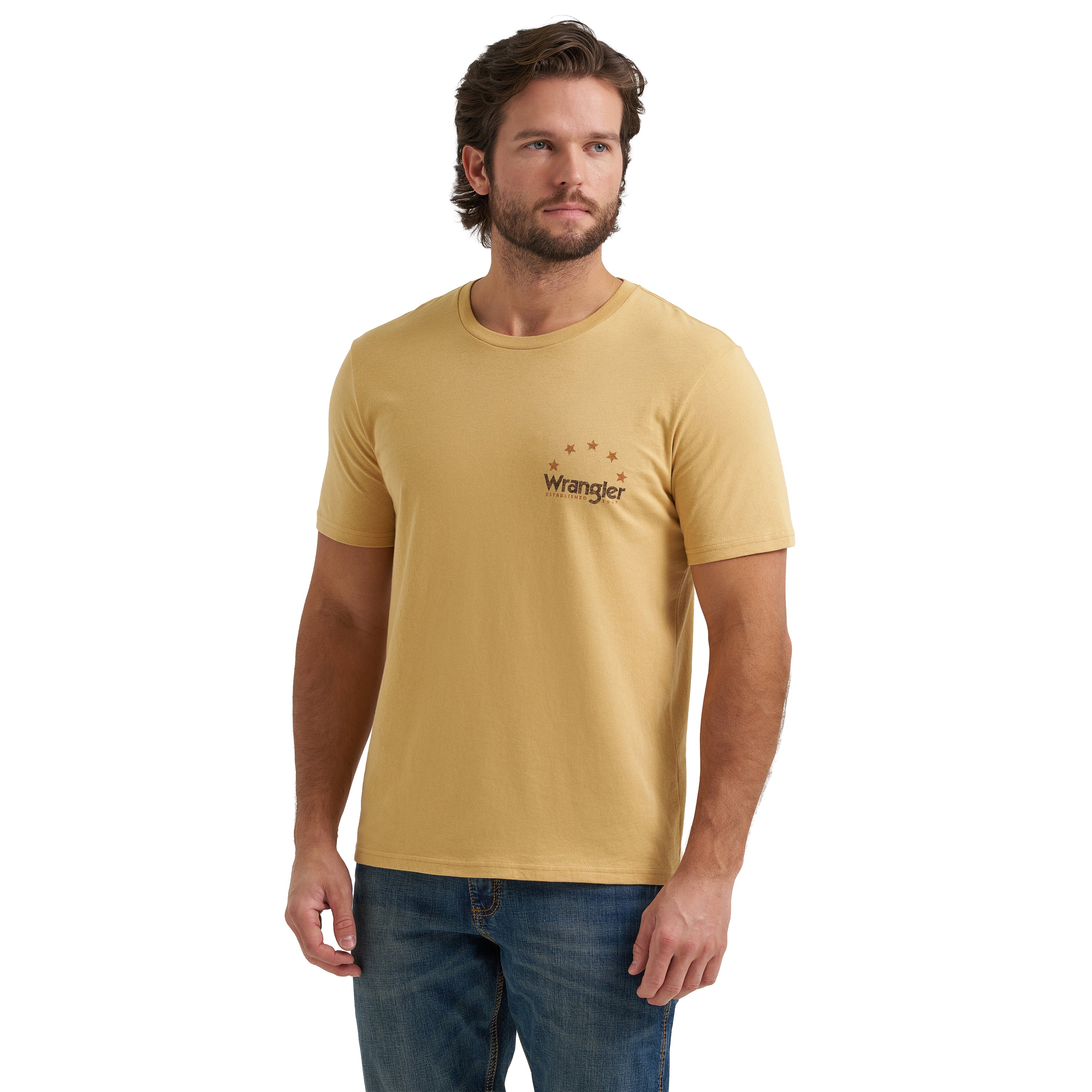 Wrangler Curry Heather High Desert Skull Men's Short Sleeve Graphic T-Shirt 112380268