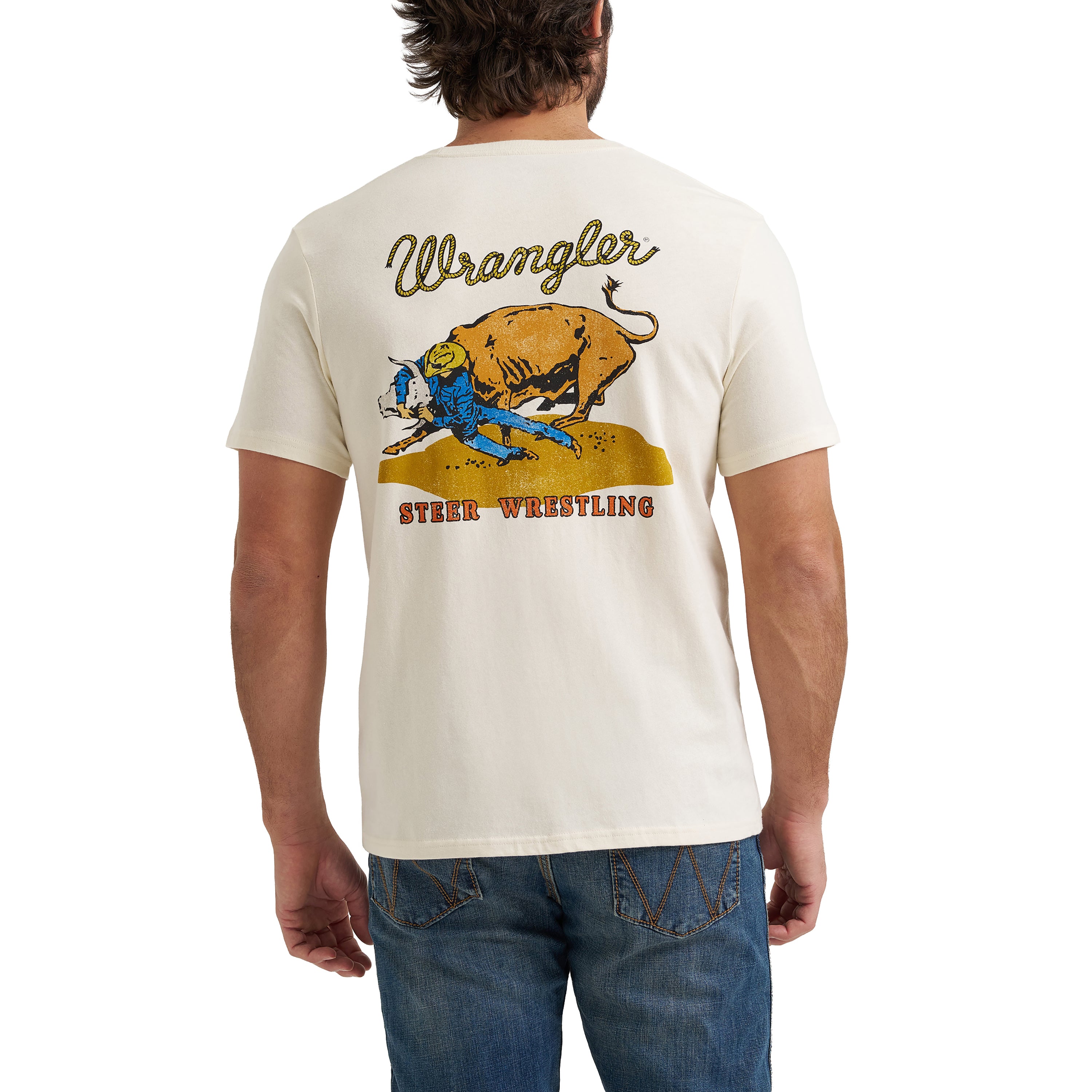 Wrangler Antique White Regular Fit Men's Graphic Short Sleeve T-Shirt 112380274