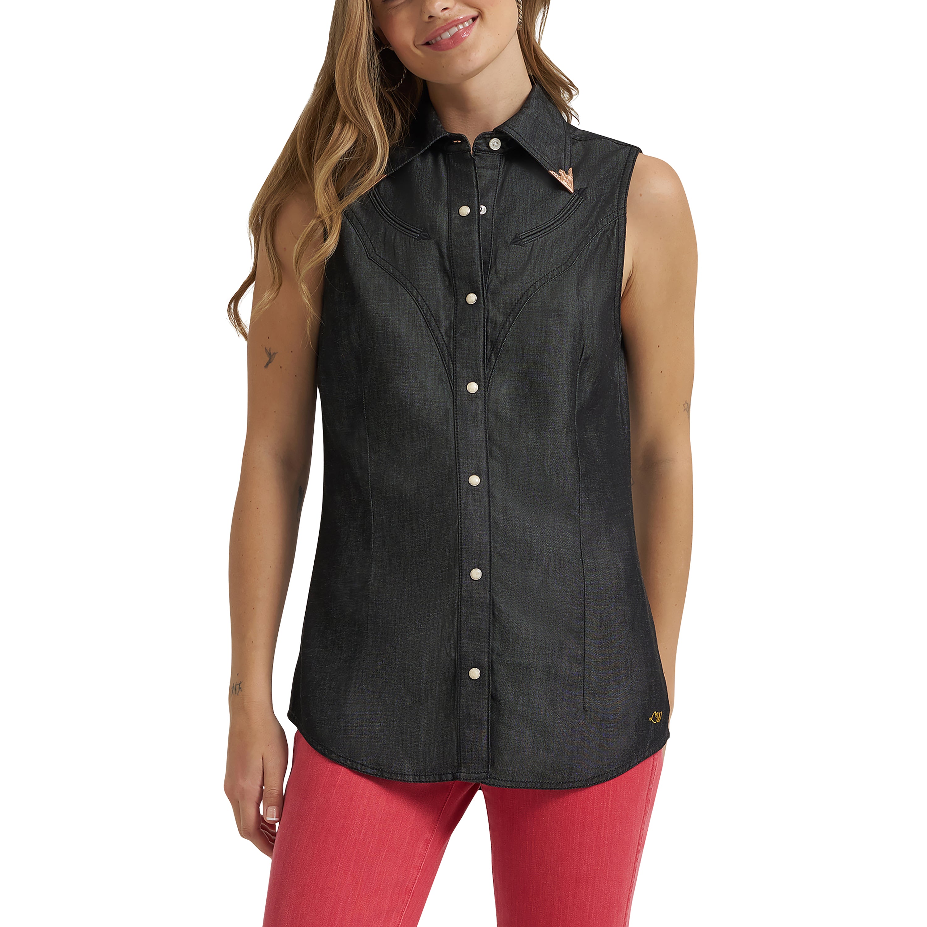 Lainey Wilson X Wrangler Women's Black Denim Sleeveless Top 112380459