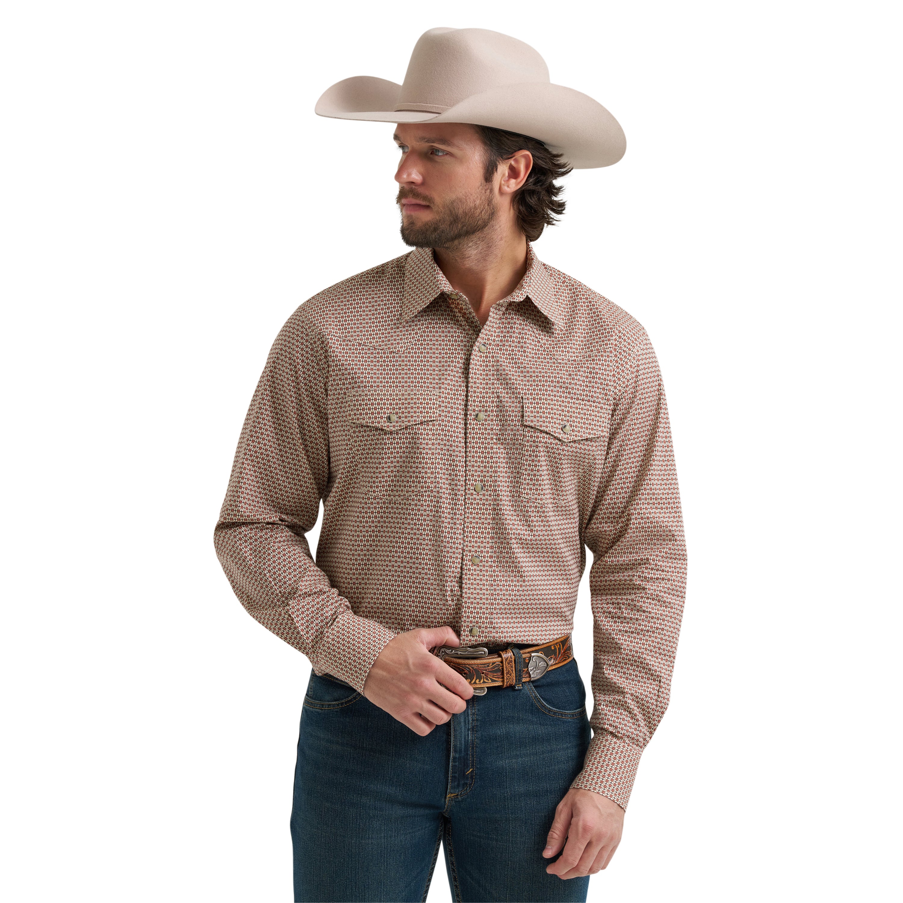 Wrangler Cocoa Links 20X Competition Advanced Comfort Men's Collared Longsleeve Two Pocket Western Snap Shirt 112381478