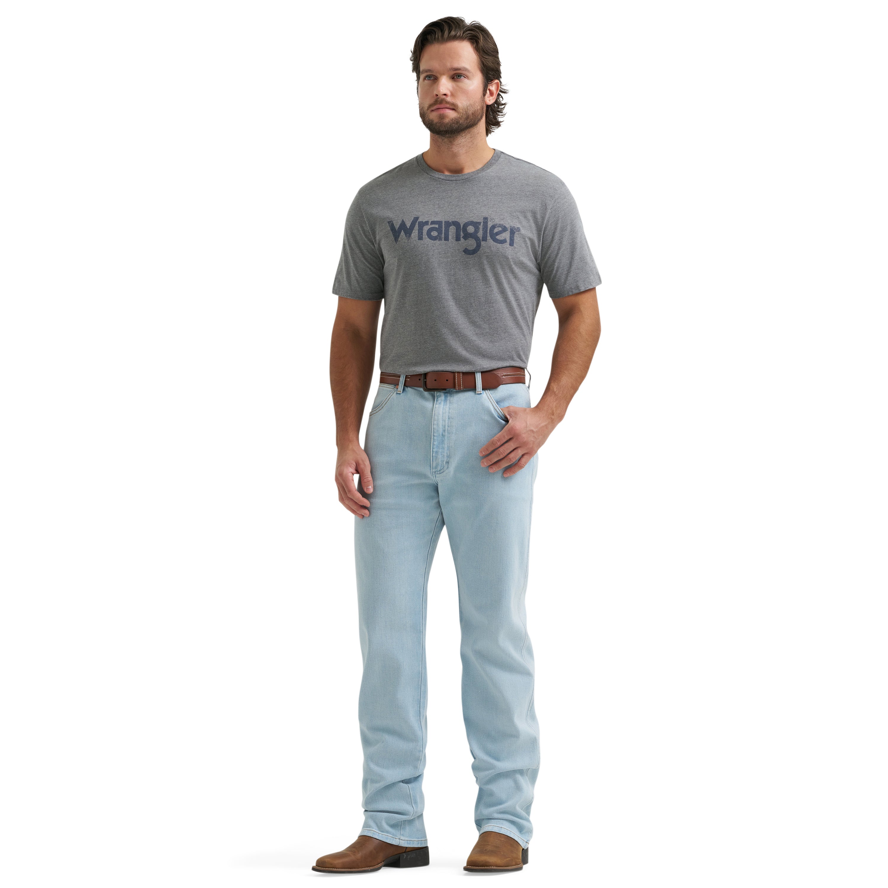 Wrangler Light Wash Toughlite Cowboy Cut Men's Original Fit Jeans 112381783