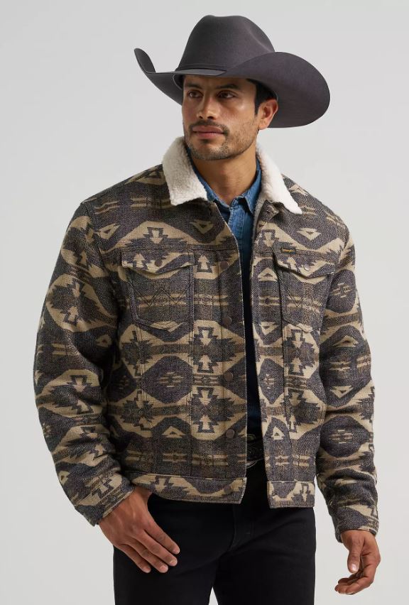 Wrangler Elmwood Sherpa Lined Jacquard Print Men's Jacket 112381945