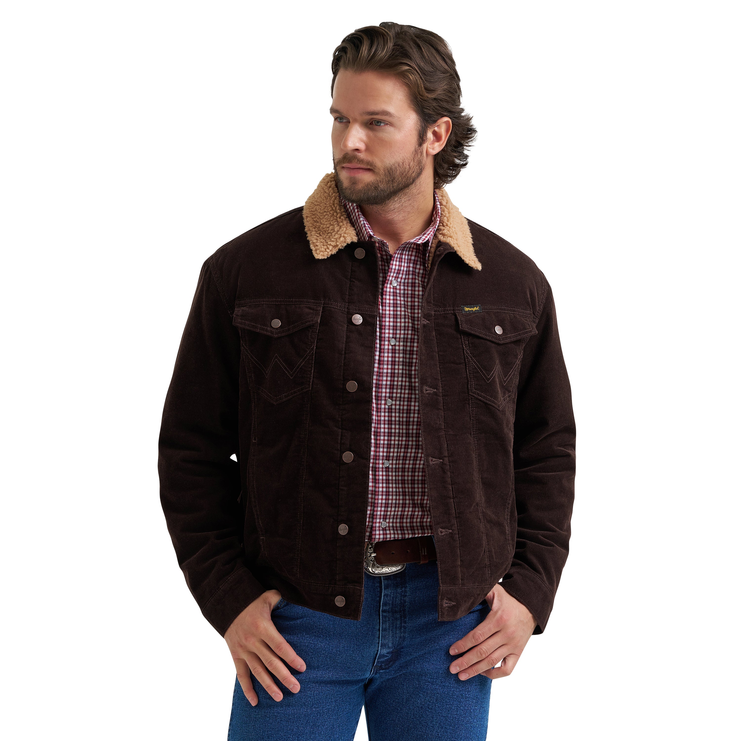Wrangler Black Coffee Cowboy Cut Sherpa Lined Men's Corduroy Jacket 112382099