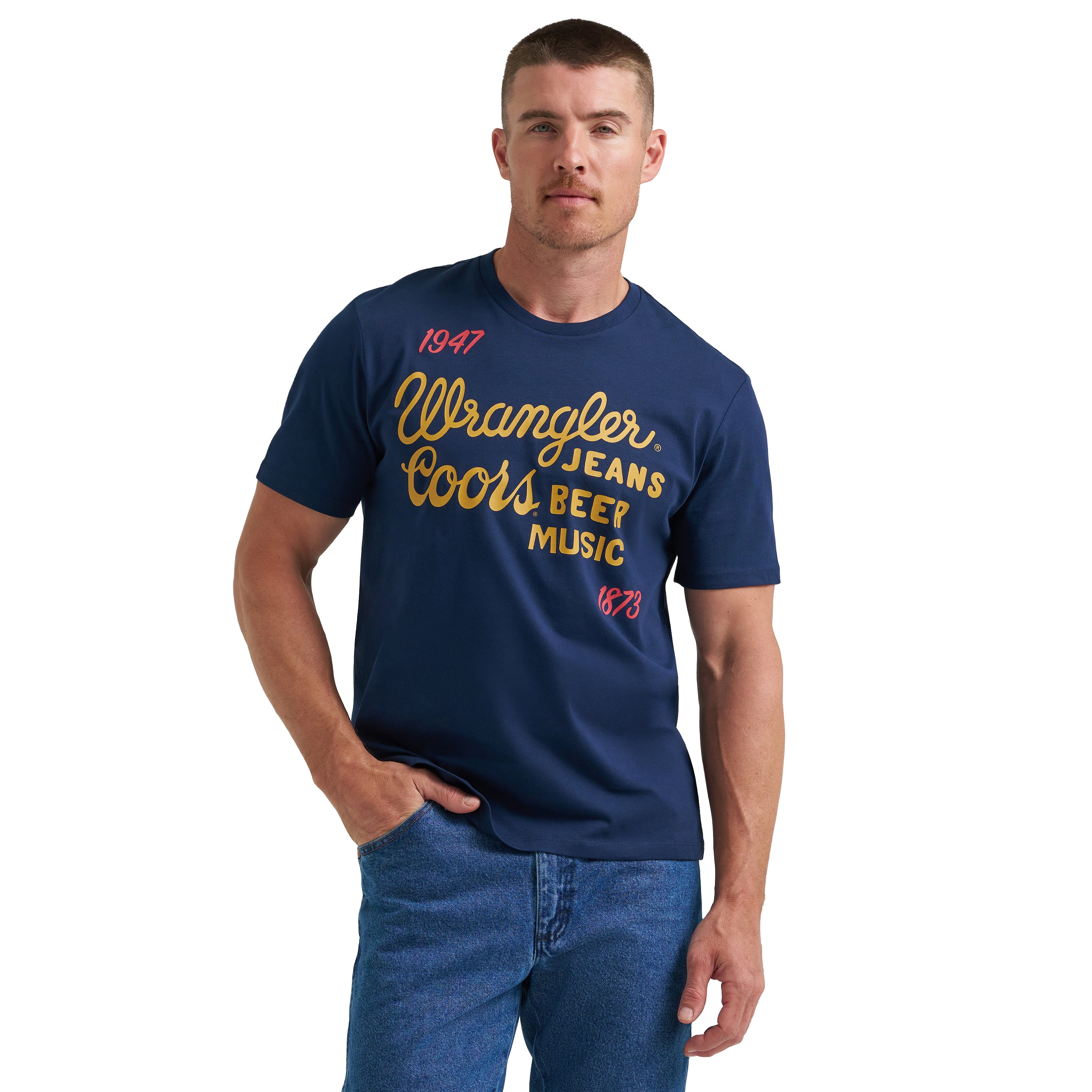 Wrangler X Coors Navy Logo Men's Short Sleeve T-Shirt 112383042