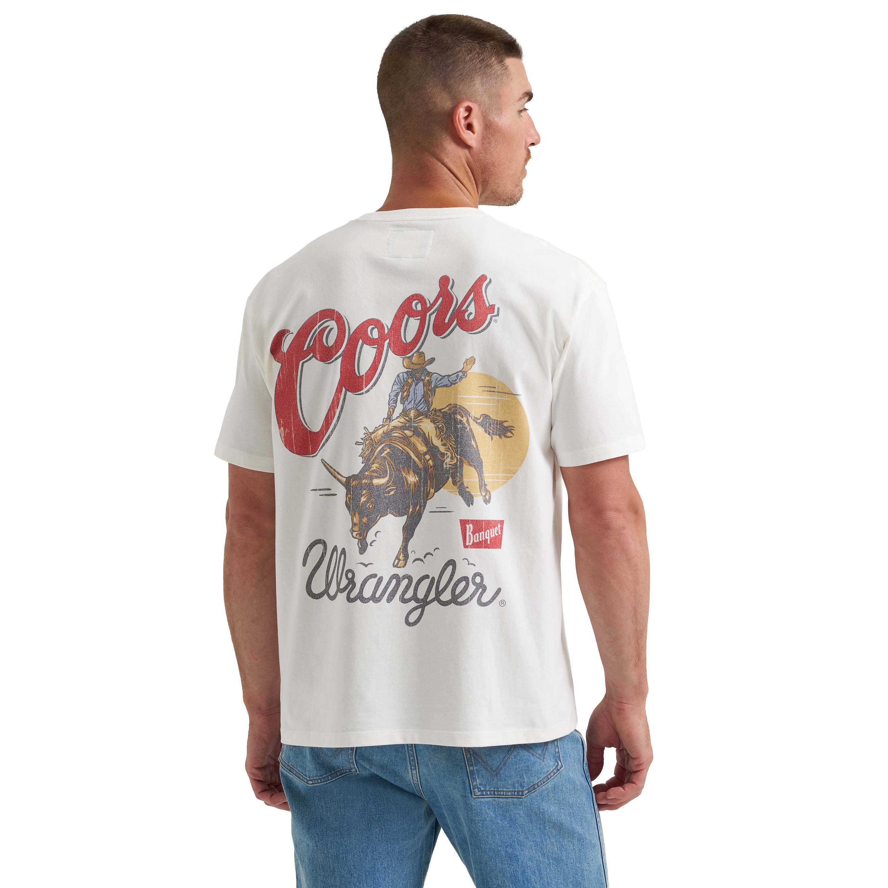 Wrangler x Coors Marshmallow Men's Short Sleeve Faded Graphic T-Shirt 112383048