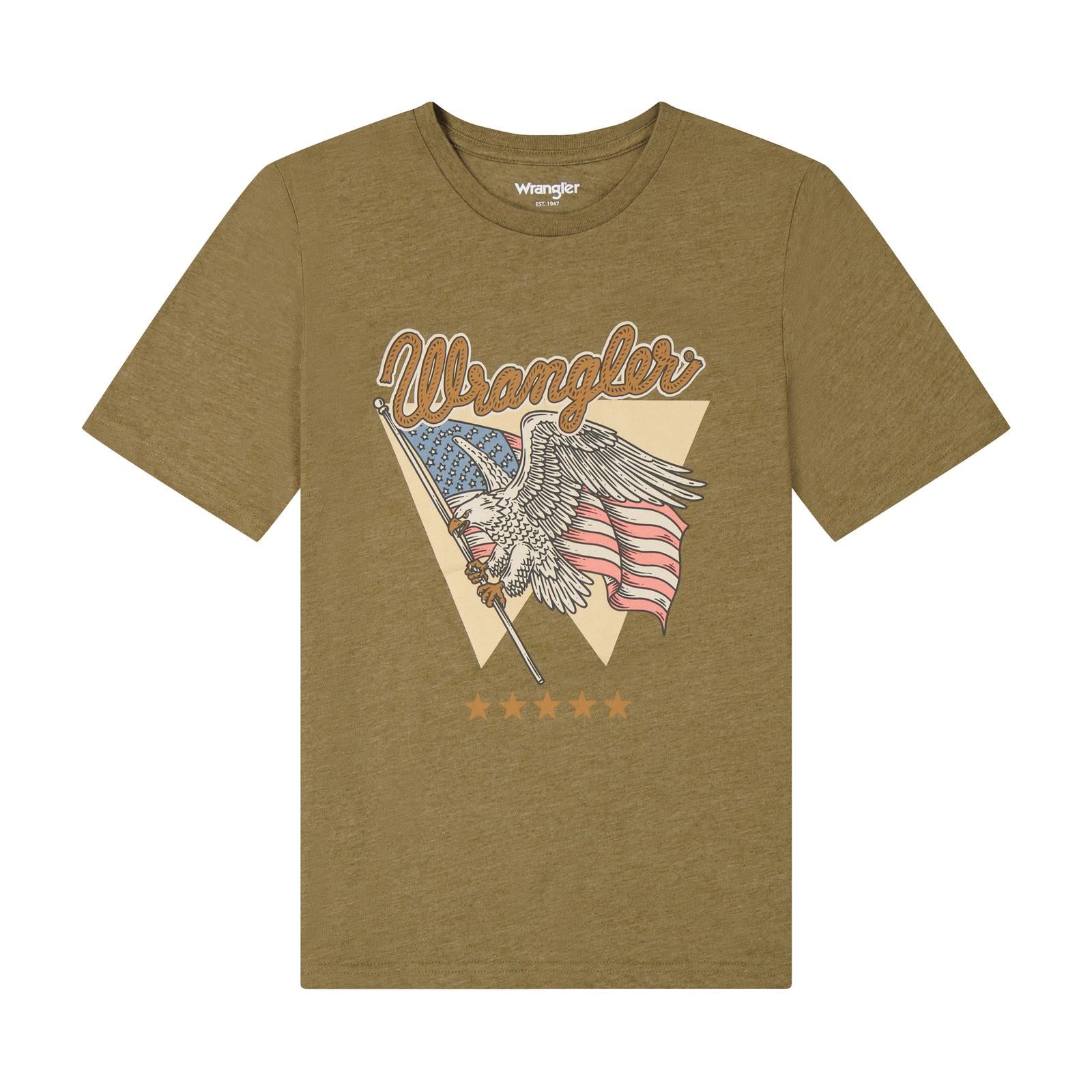 Wrangler Dark Olive Heather Boy's Short Sleeve Graphic T-Shirt 112383959