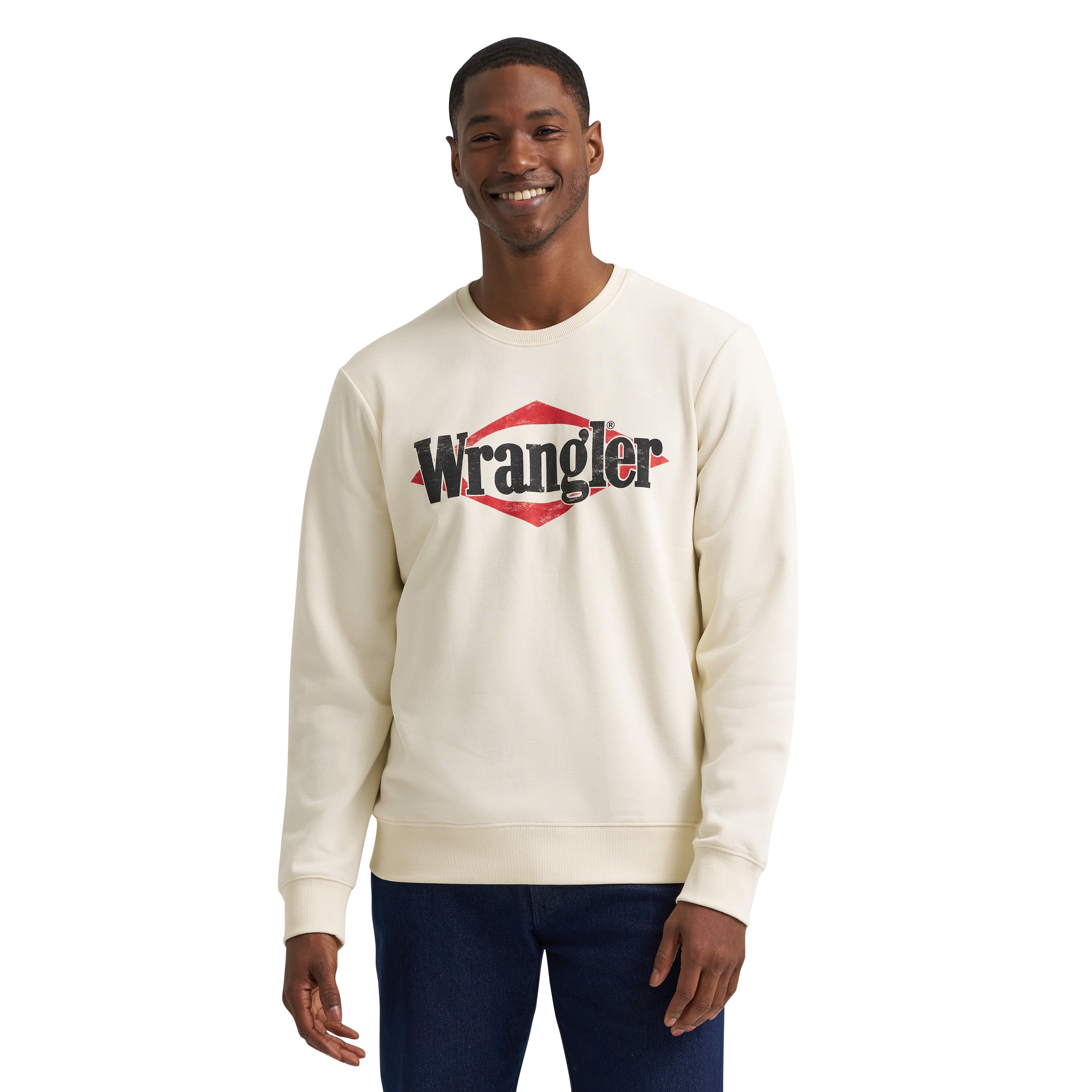 Wrangler Antique White Triangle Logo Men's Graphic Fleece Sweatshirt 112383963