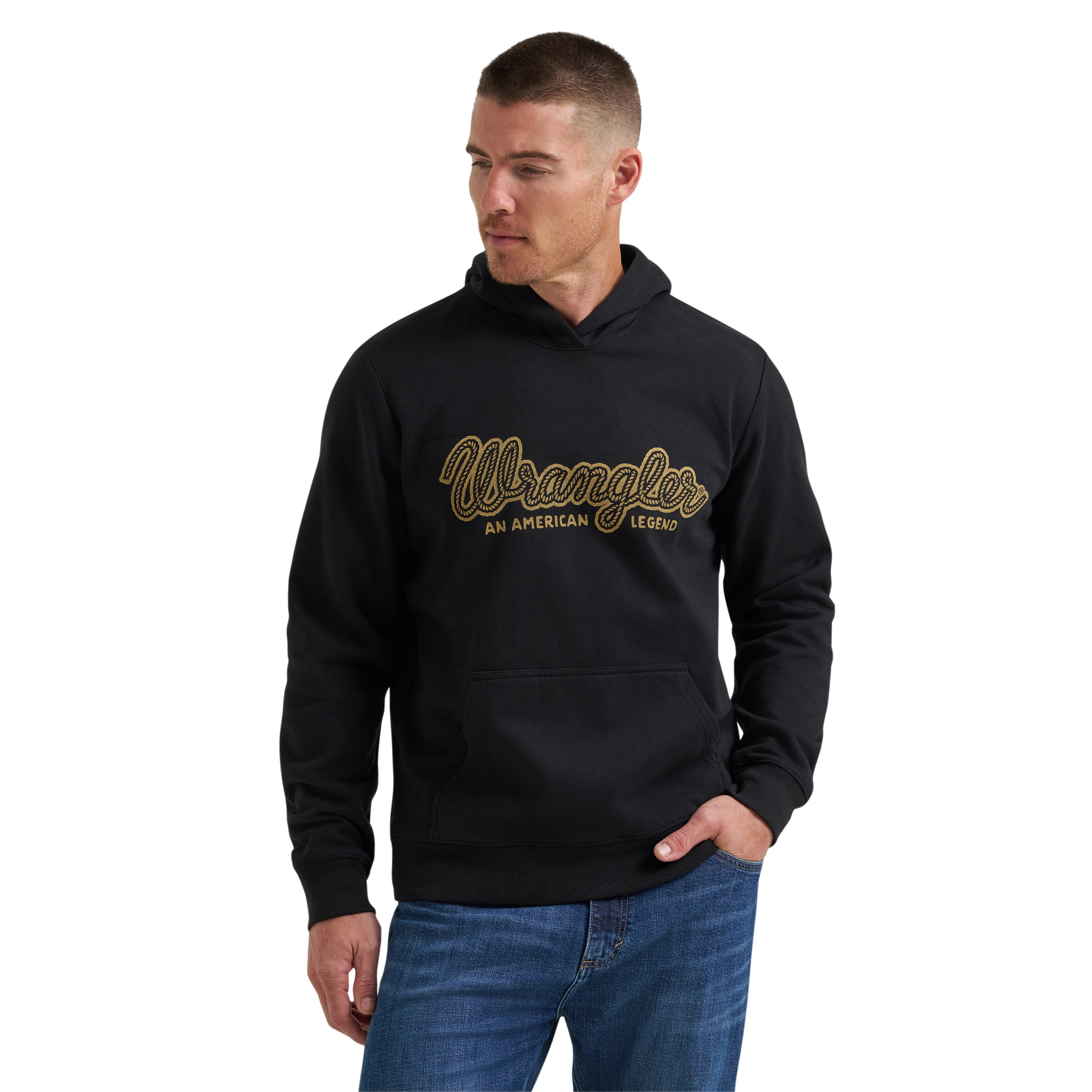 Wrangler Black Beauty Legacy Script Men's Graphic Pullover Hoodie 112383995