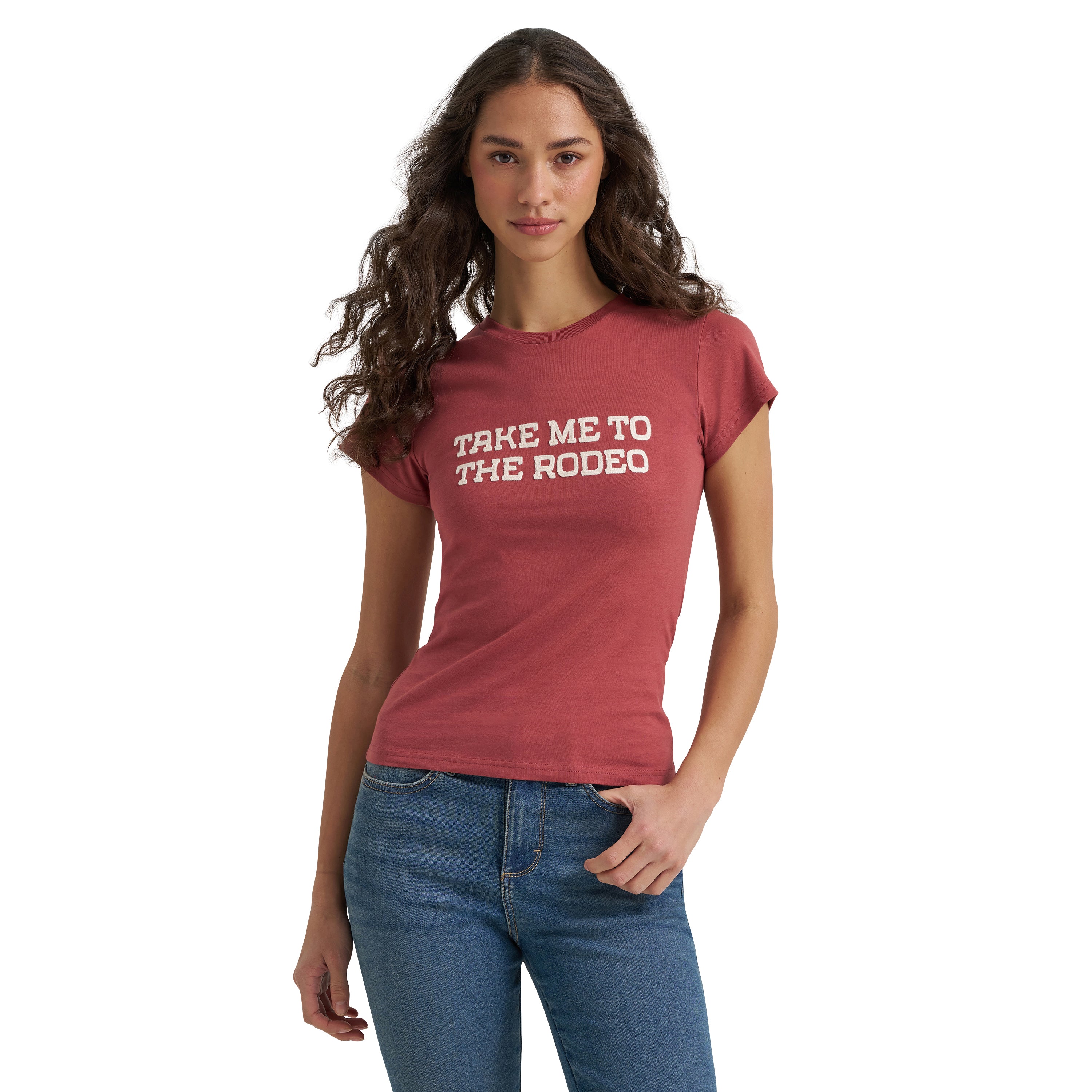 Wrangler Apple Butter 'Take Me to the Rodeo' Retro Graphic Shrunken Band Fit Women's T-Shirt 112384059