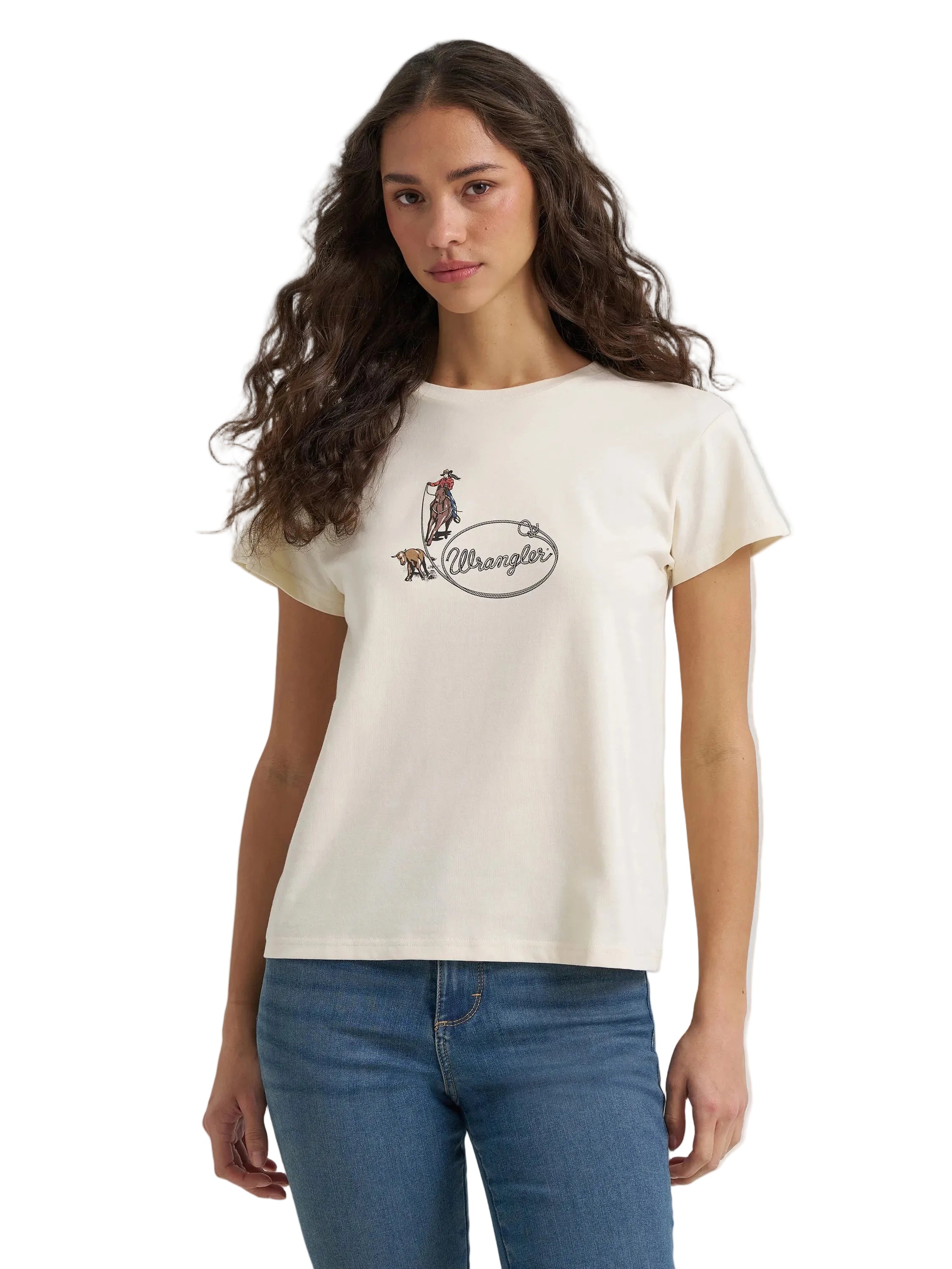 Wrangler Antique White Regular Fit Retro Graphic Short Sleeve Women's T-Shirt 112384062