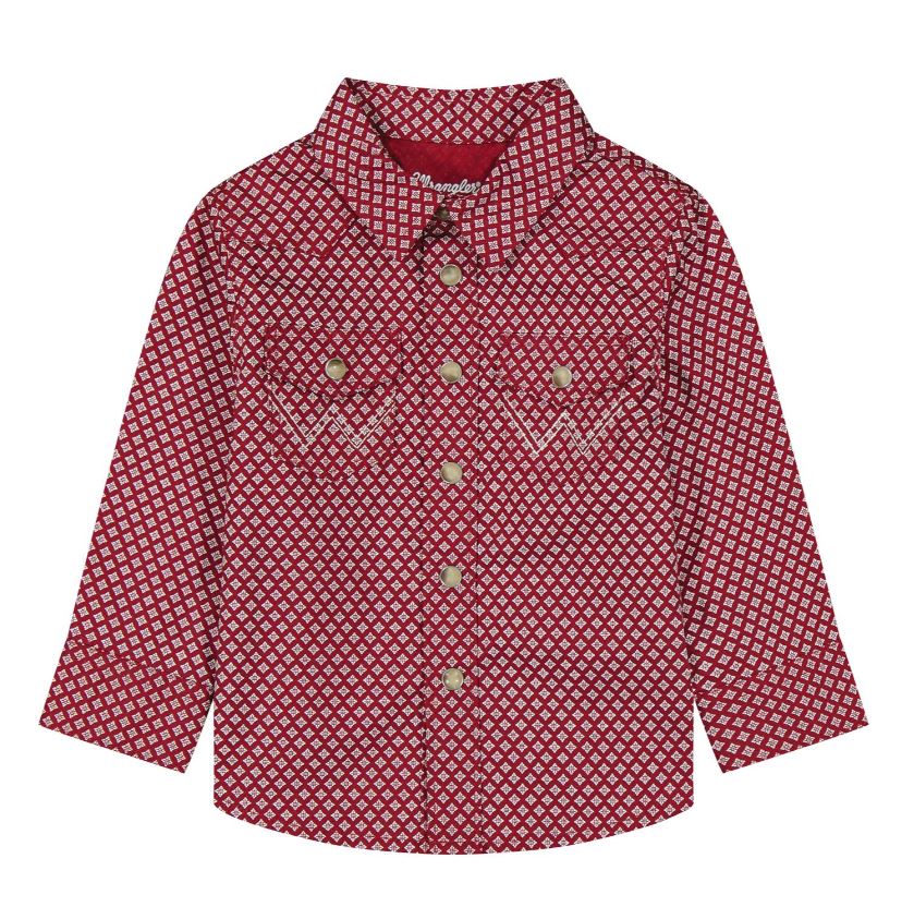 Wrangler Red with Pattern Baby Boy Collared Longsleeve Shirt 112384733