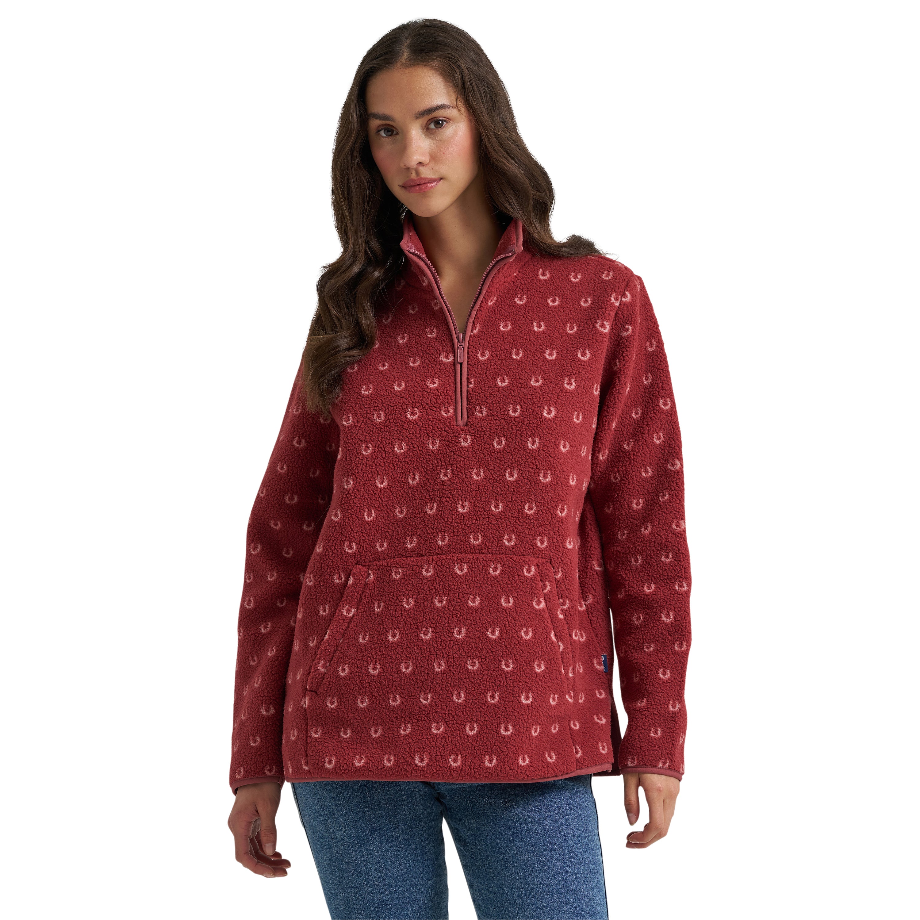 Wrangler Rose Horseshoe High Plains Women's Sherpa Zip Pullover 112385334