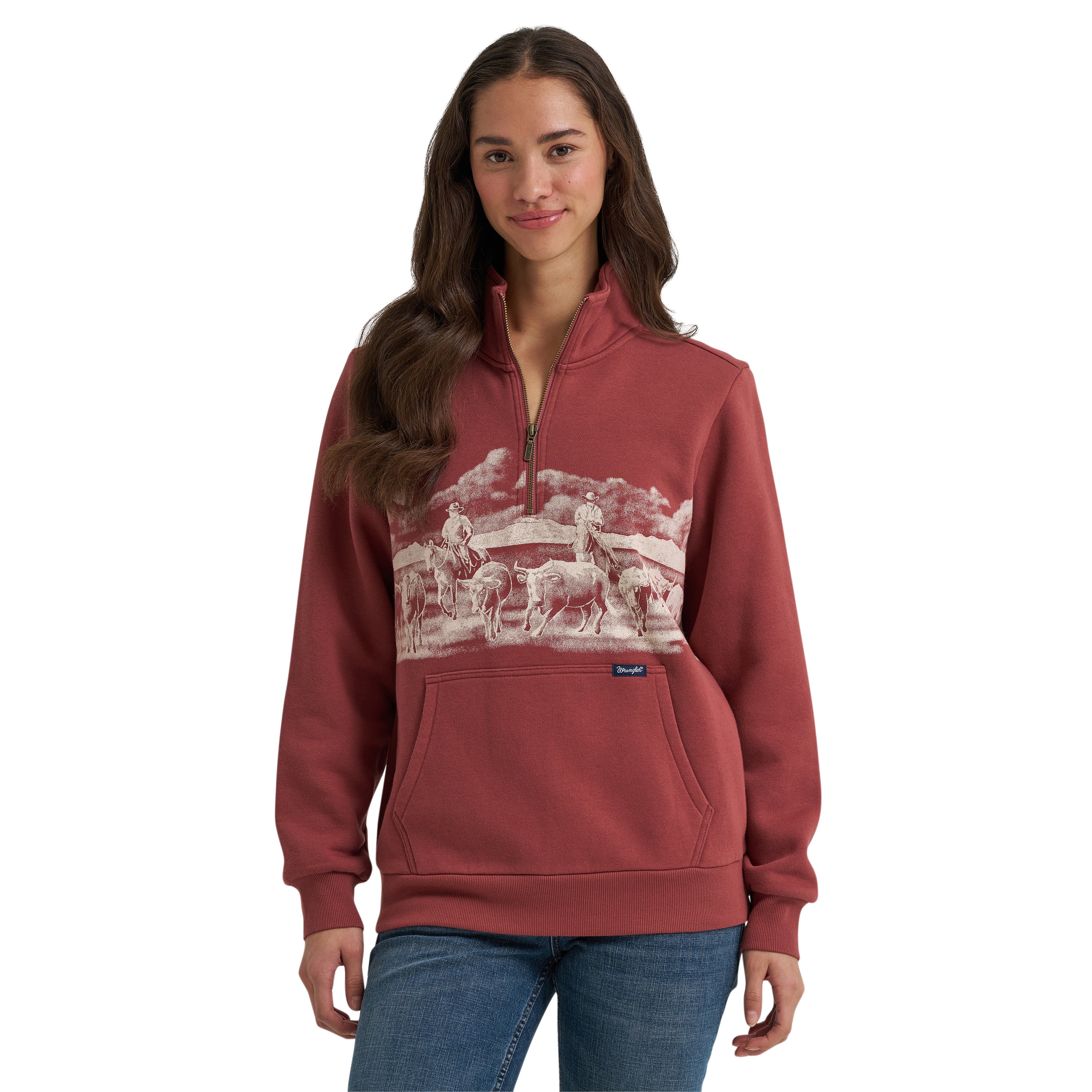 Wrangler Rose Retro Americana Women's 1/4 Zip Sweatshirt 112385419
