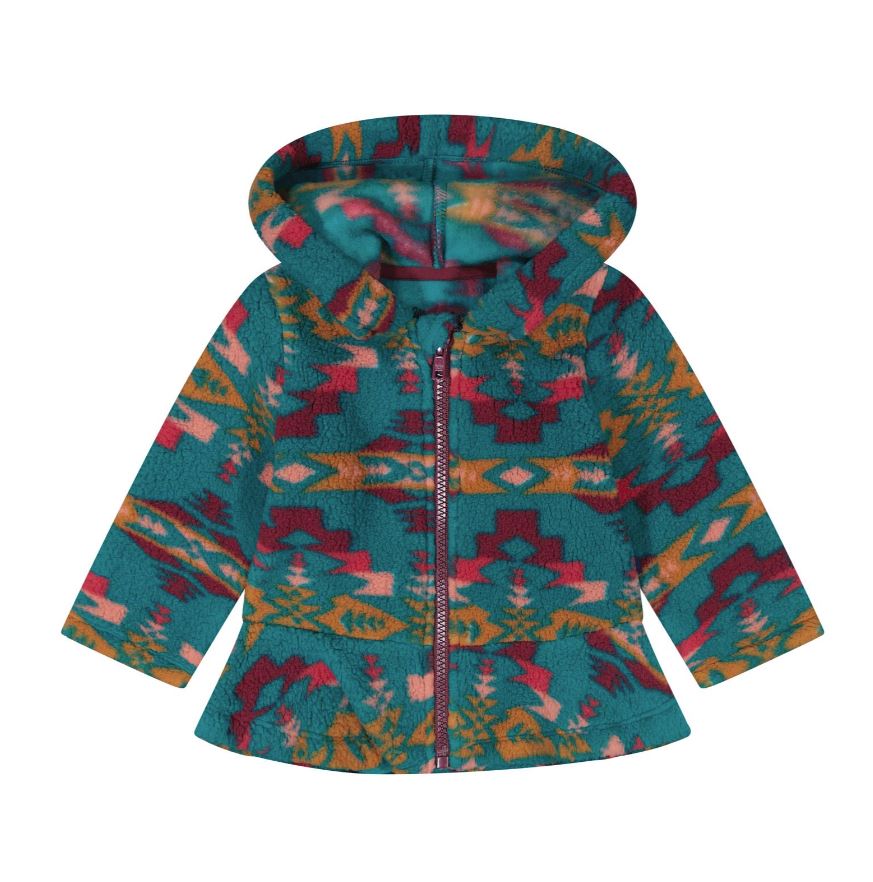 Wrangler Turquoise Baby Girls' Full Zip Ruffle Hem Sherpa Hoodie 112385529