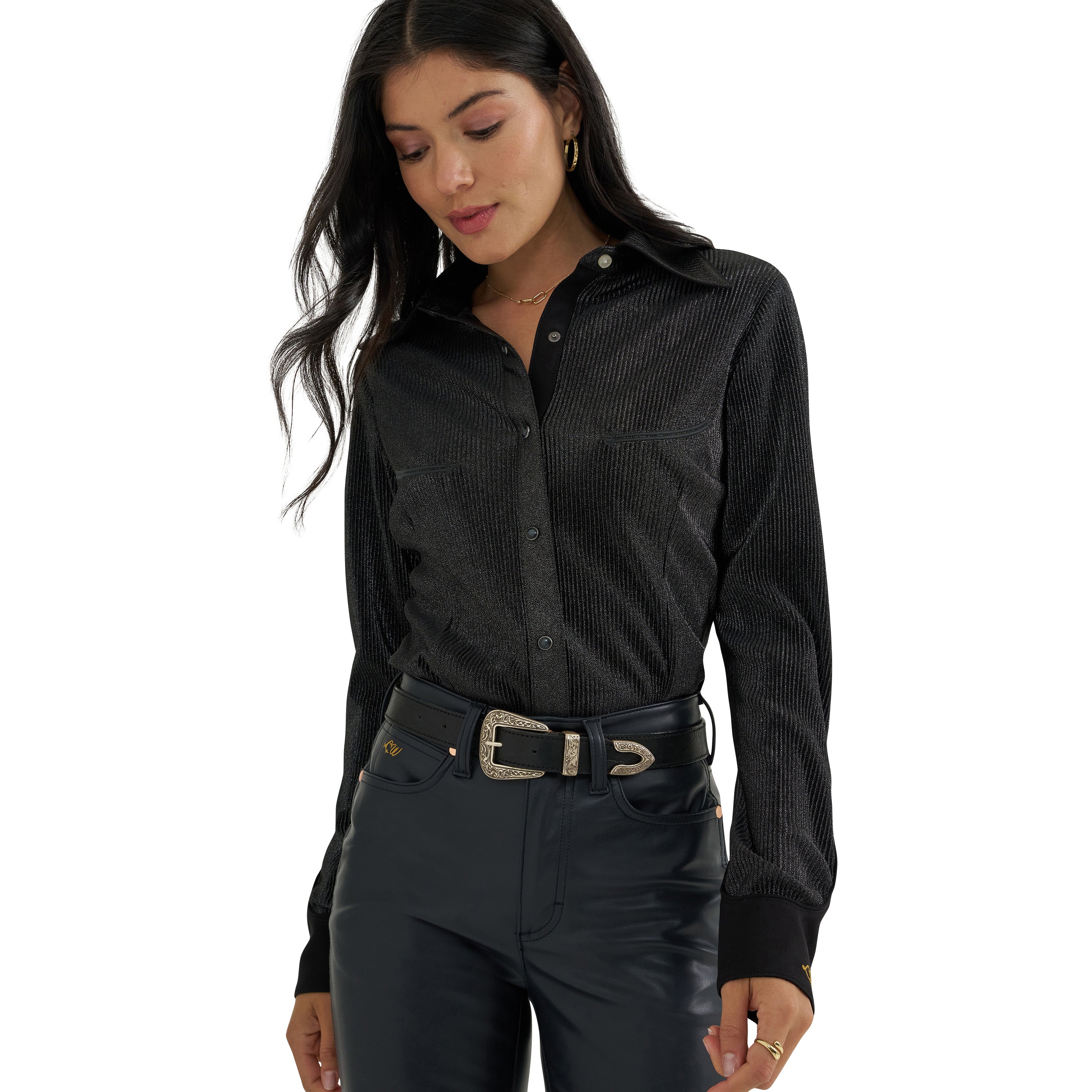 Wrangler X Lainey Wilson Black Women's Snap Top 112385576