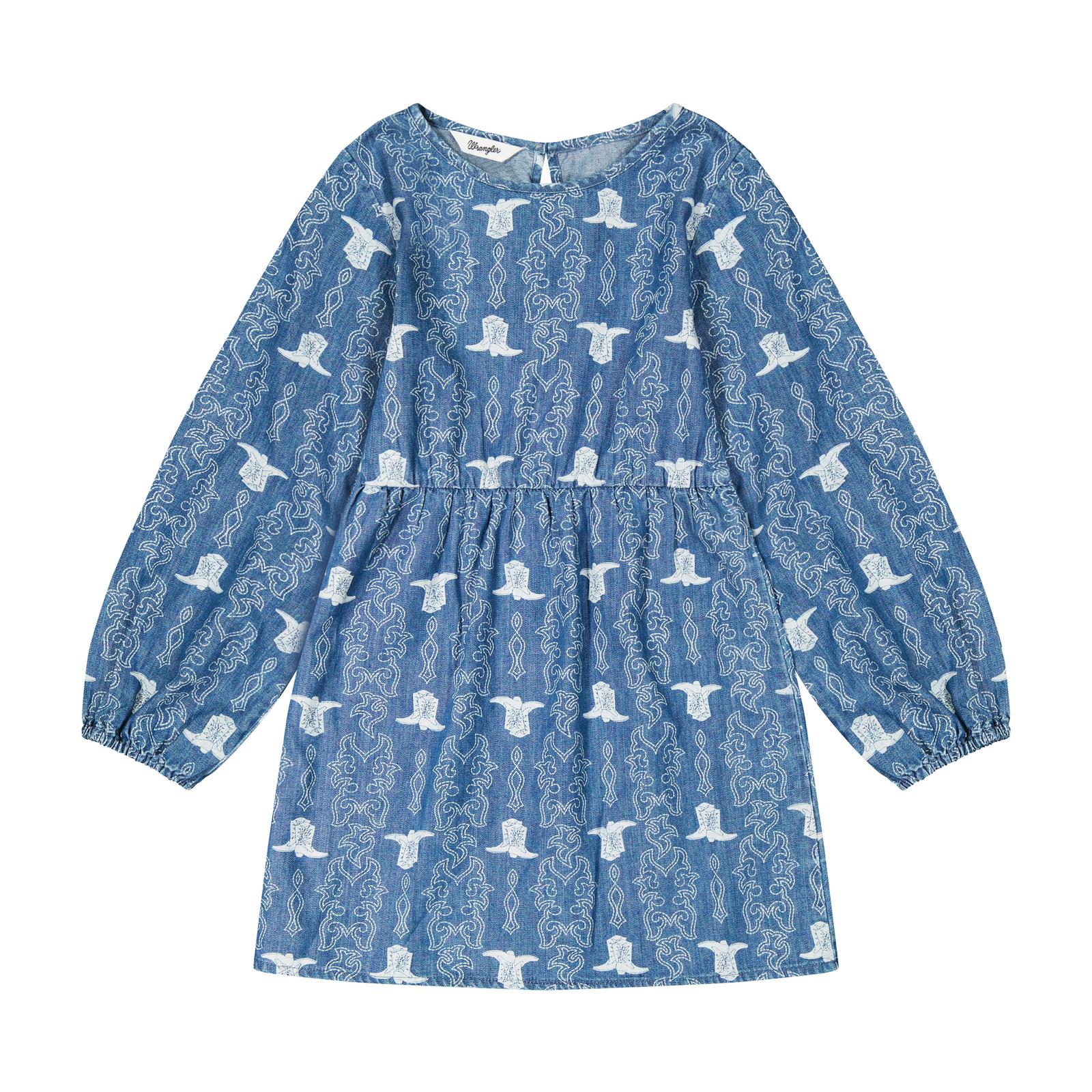 Wrangler Boot and Design Print Girl's Denim Dress 112385710