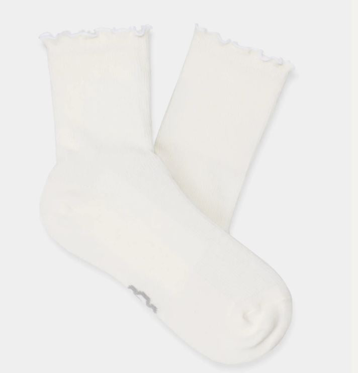 Ugg White Karsyn Women's Lettuce Edge Sock 1125531-WHT