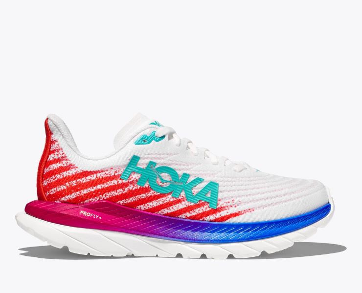 Hoka White/Flame Mach 5 Women's Running Shoes 1127894-WFM