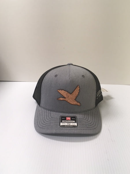 Richardson Grey and Black Duck Topo Patch 112 Original Mens Trucker Hat 112FP-HGB-DUCK