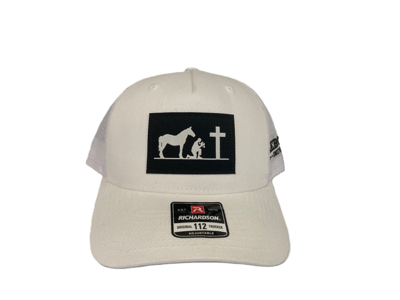Lebo's White Richardson 112 Prayin' Cowboy Trucker Hat 112FPW-PRAYIN