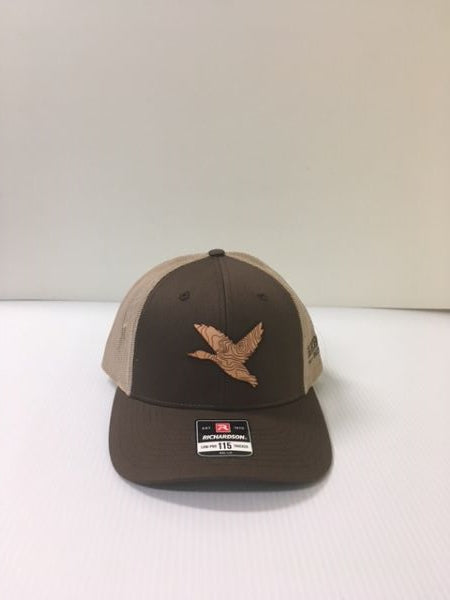 Richardson Brown and Khaki 115 Low Pro Duck Topo Patch Mens Trucker Cap 115-BNK-DUCK