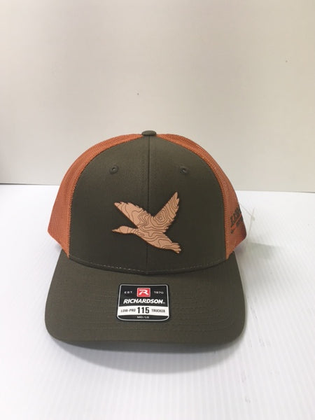 Richardson Loden and Orange Topo Duck Patch 115 Low-Pro Mens Trucker Hat 115-DLJA-DUCK