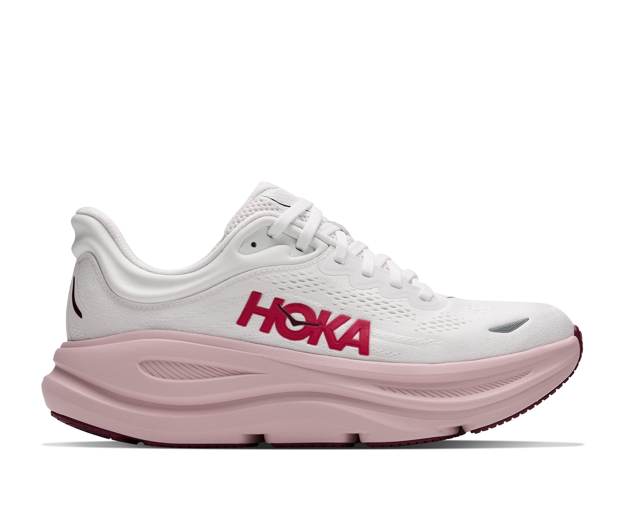 Hoka White/Pink Opal Bondi 9 Women's Running Shoes 1162012-WKP