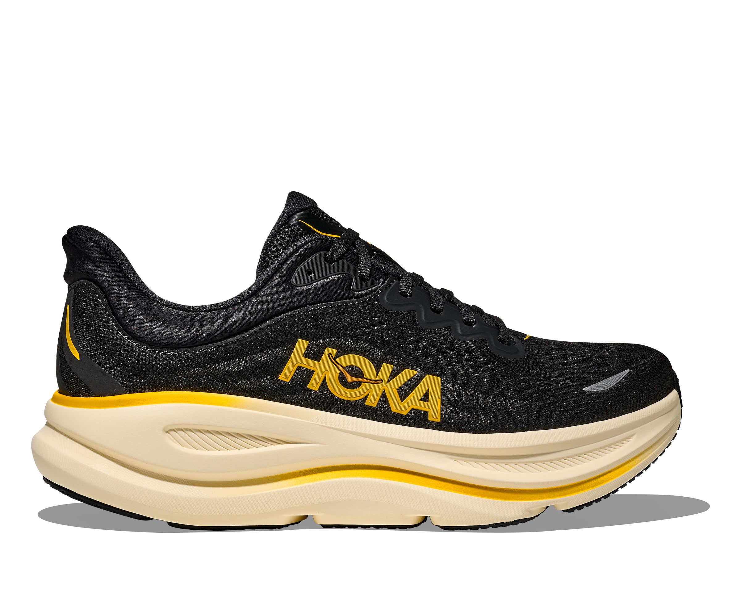 Hoka Carbon Black/Yellow Gold Bondi 9 Xtra Wide Width Men's Running Shoes 1162015-CWG